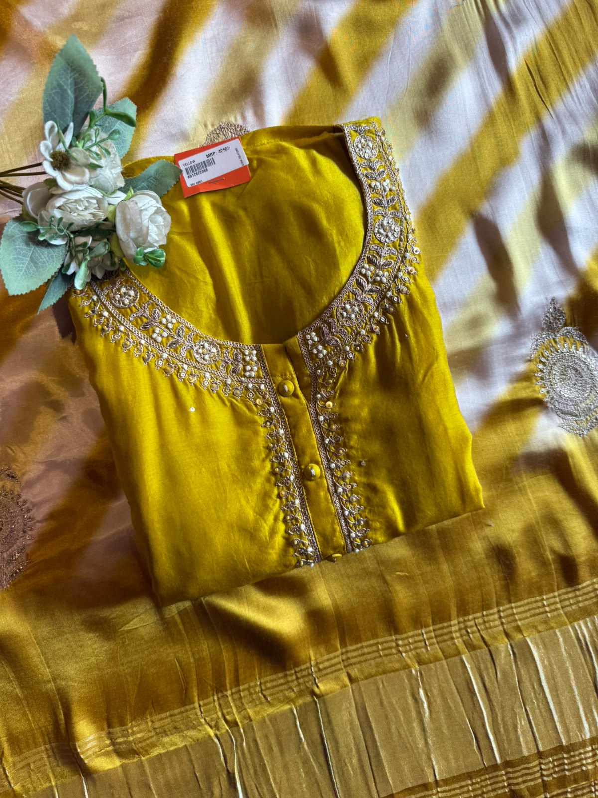 Vibrant Lime Yellow kurta on Pure silk
