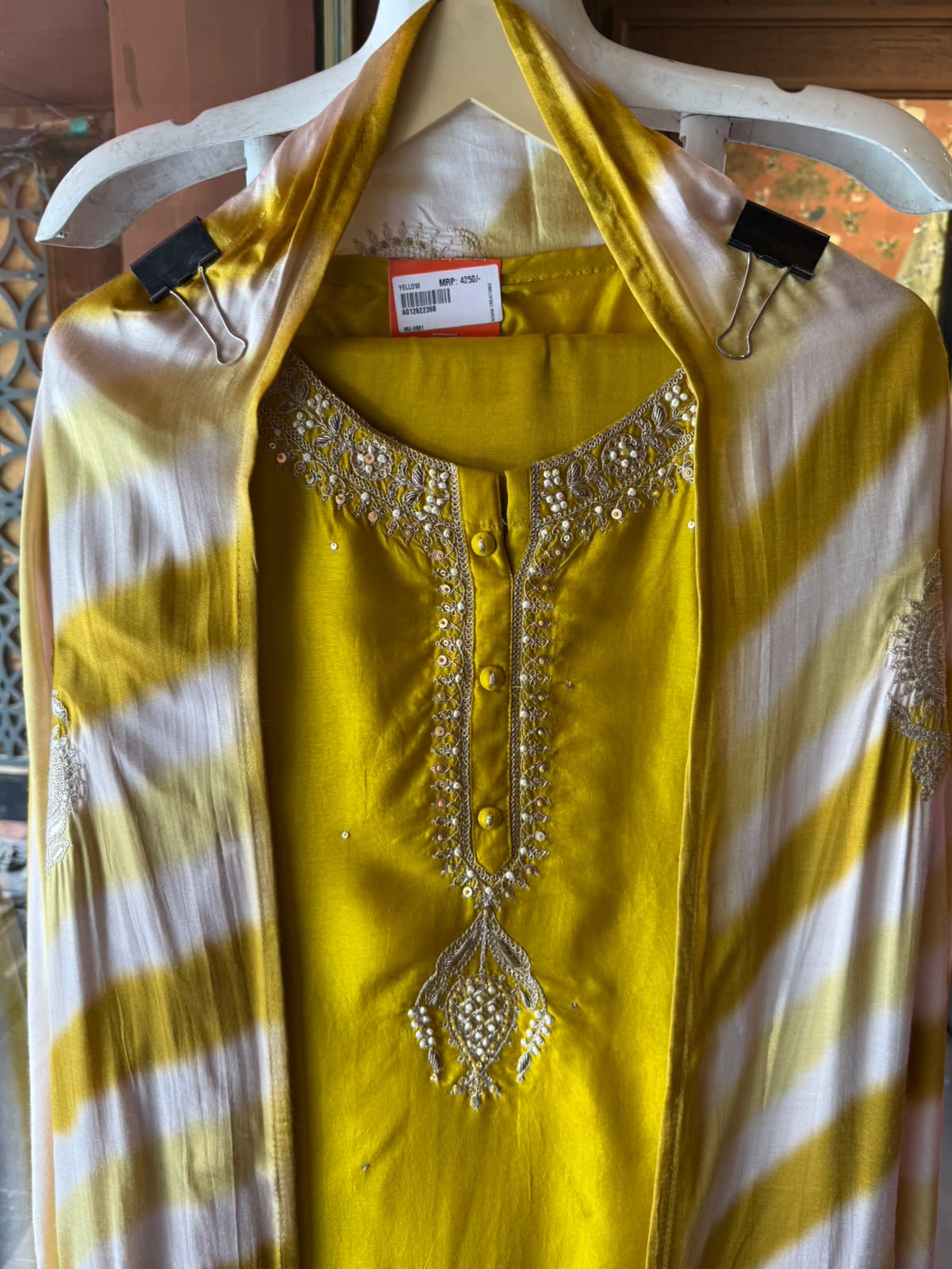 Vibrant Lime Yellow kurta on Pure silk