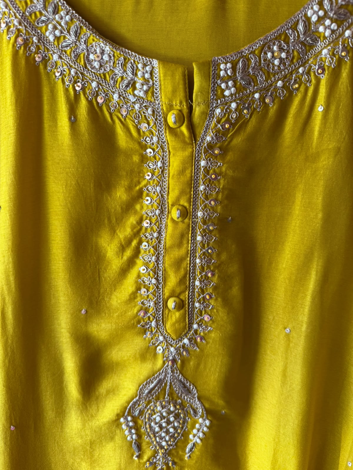 Vibrant Lime Yellow kurta on Pure silk