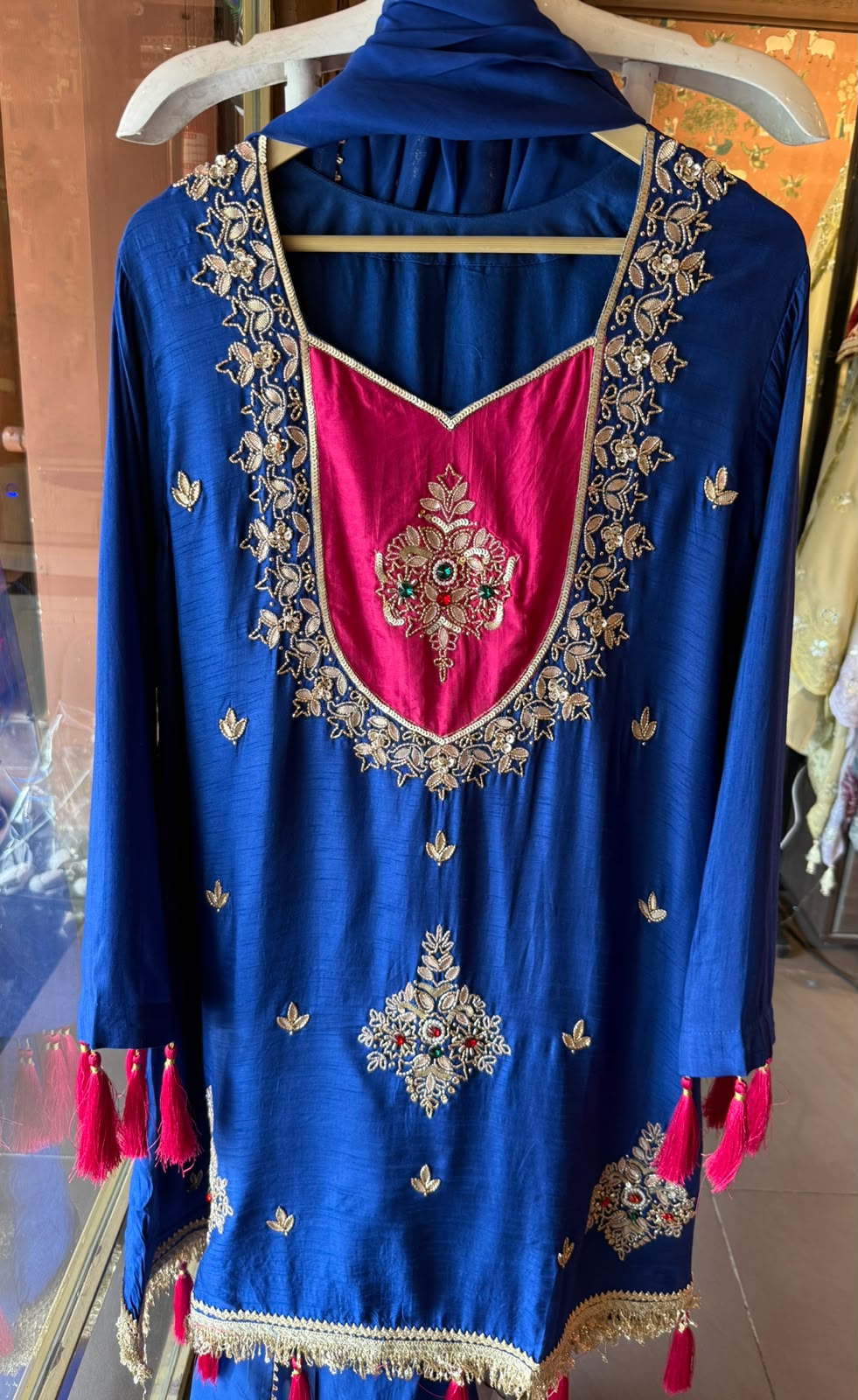 Royal Blue Embroidered designer festive Suit Set