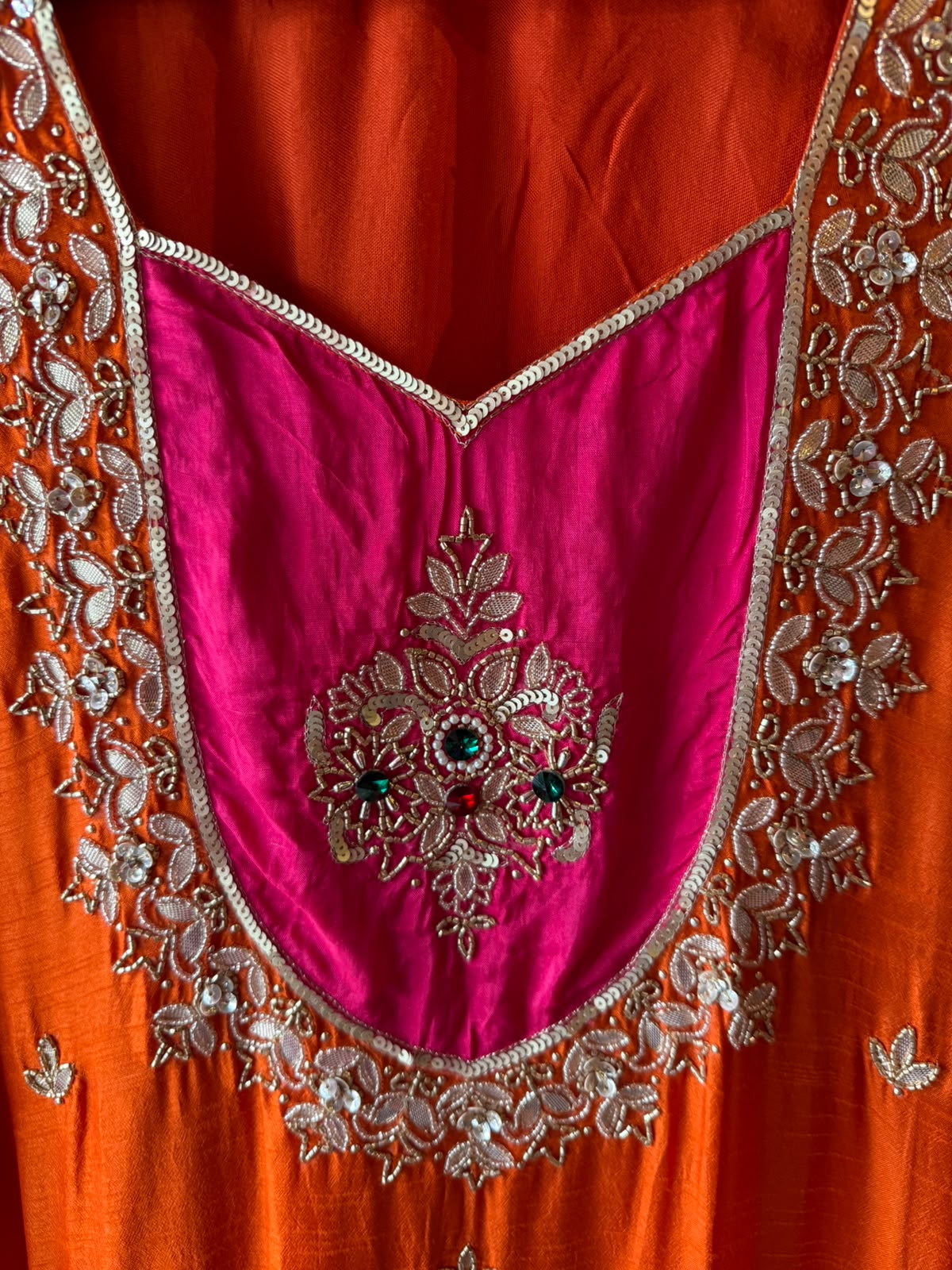 Bright orange  Embroidered designer festive Suit Set
