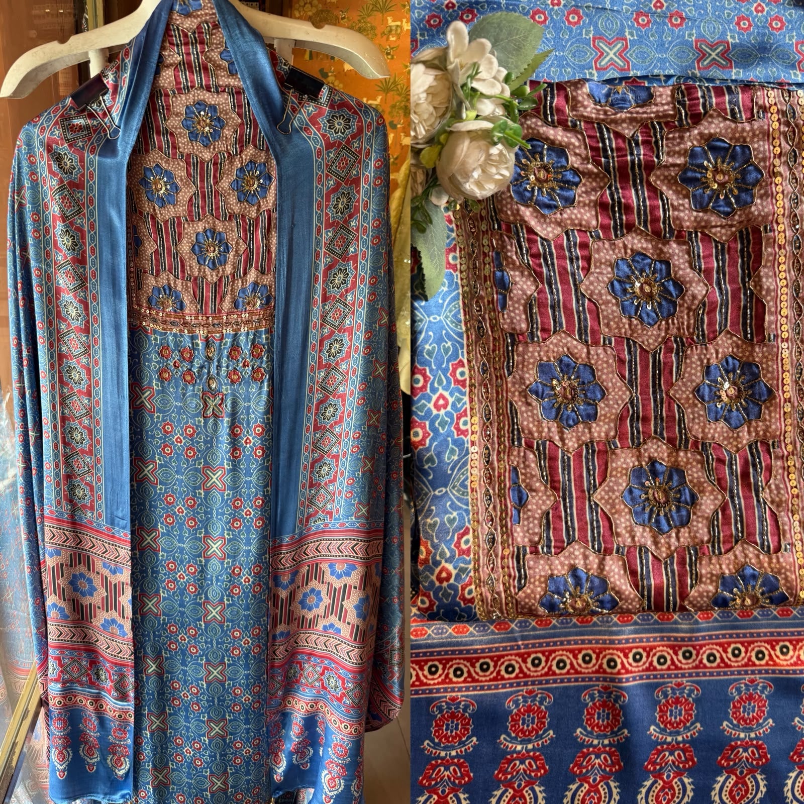 Ajrakh printed Inspired 3-Piece Suit Set