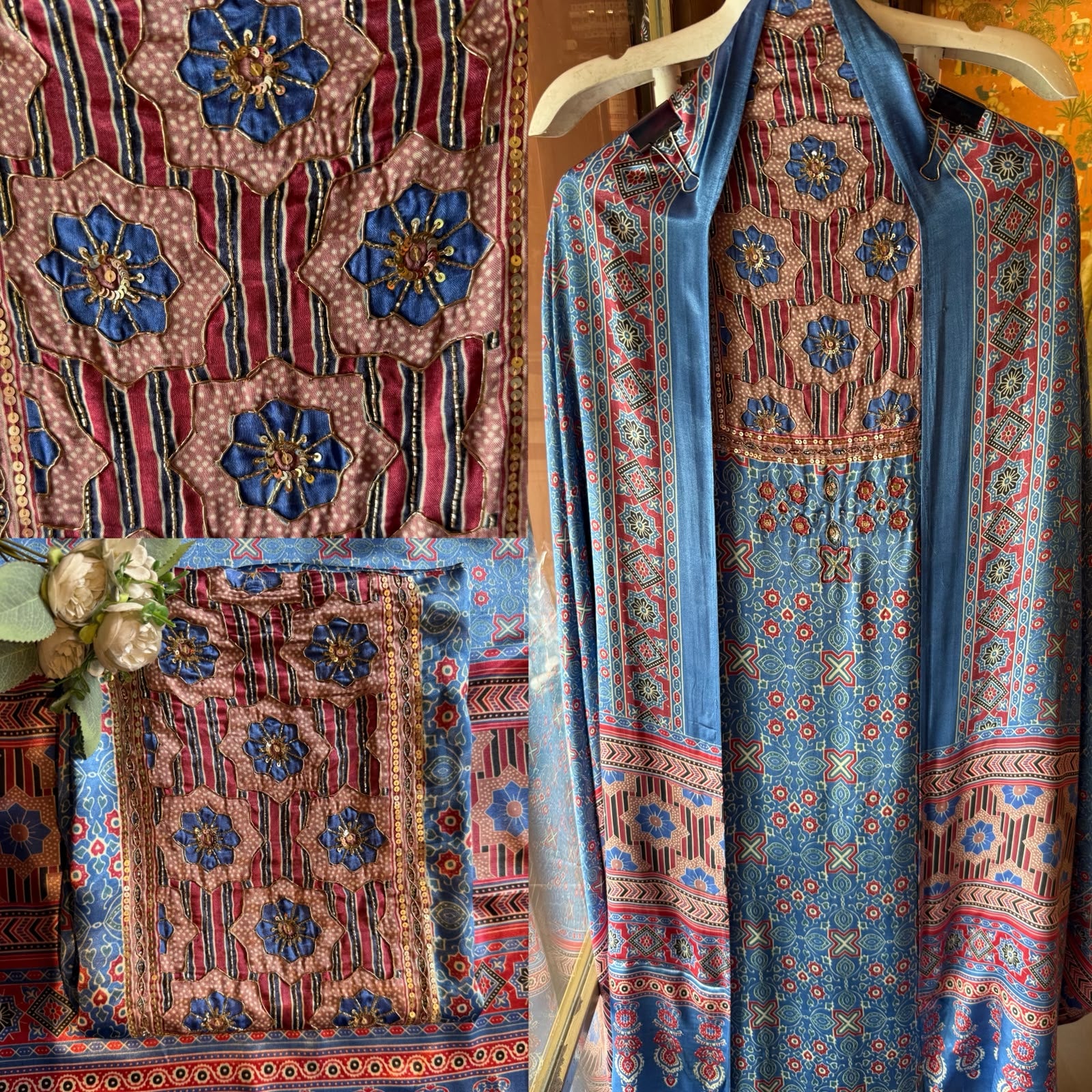 Ajrakh printed Inspired 3-Piece Suit Set