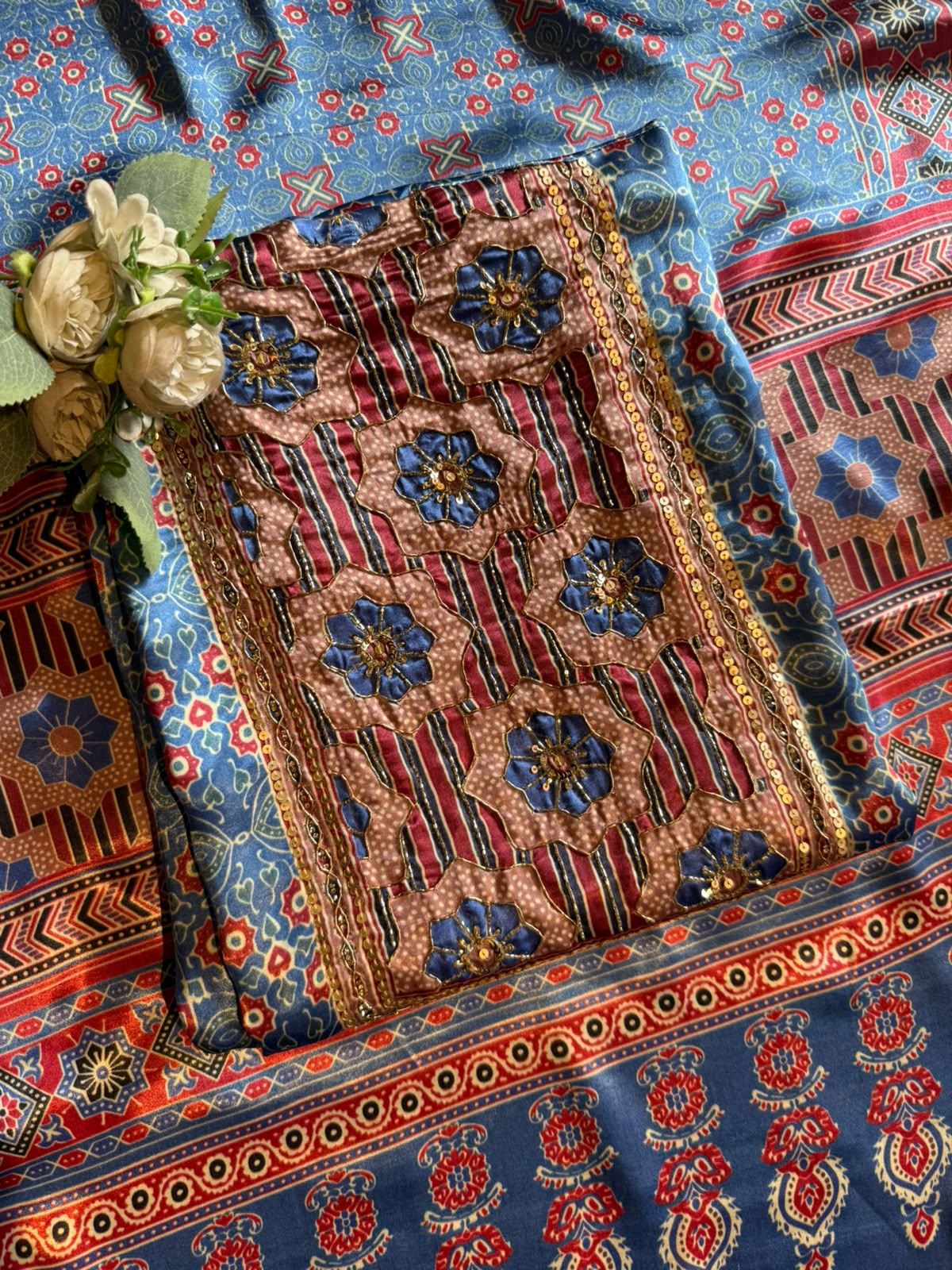 Ajrakh printed Inspired 3-Piece Suit Set
