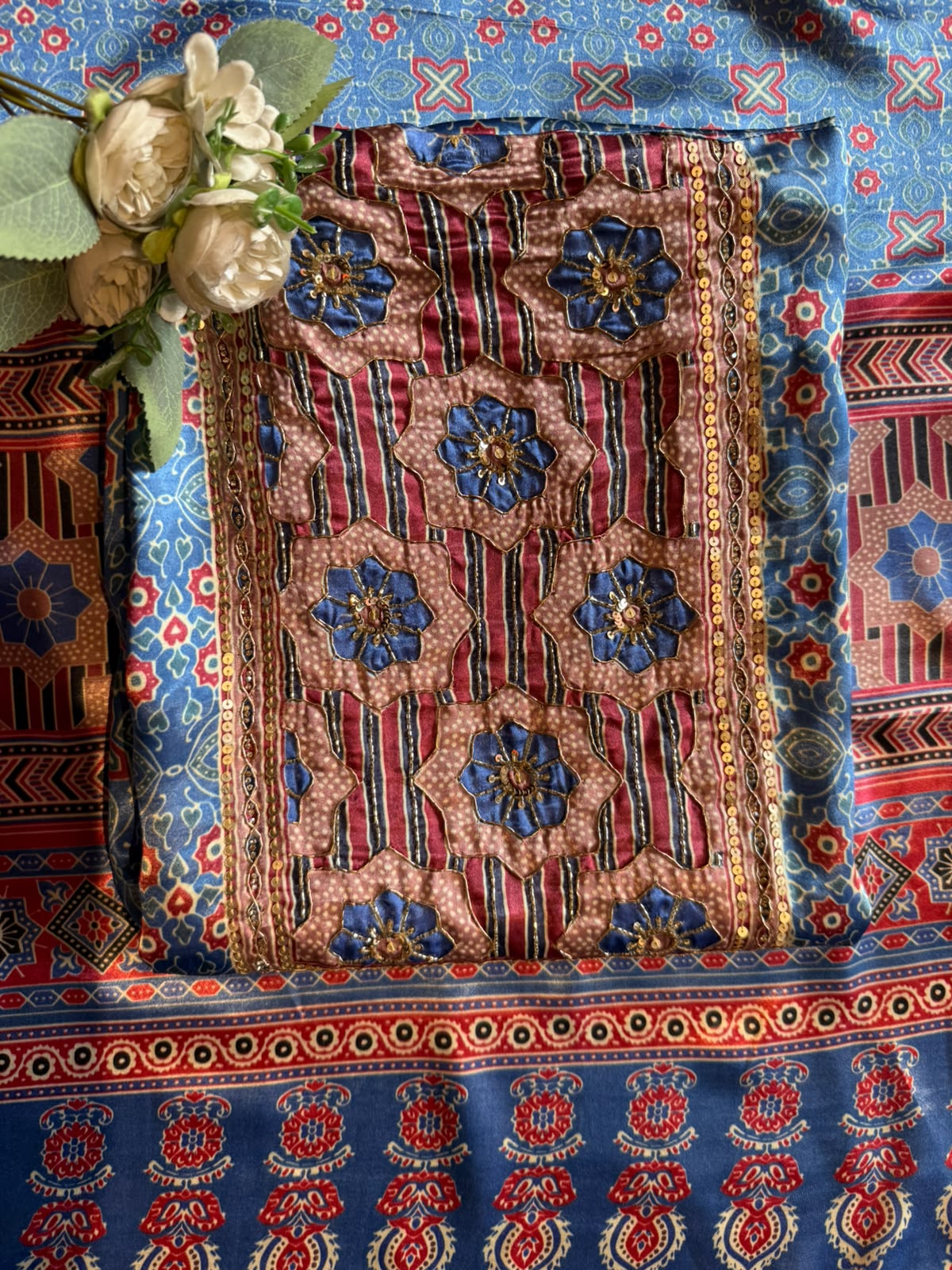 Ajrakh printed Inspired 3-Piece Suit Set