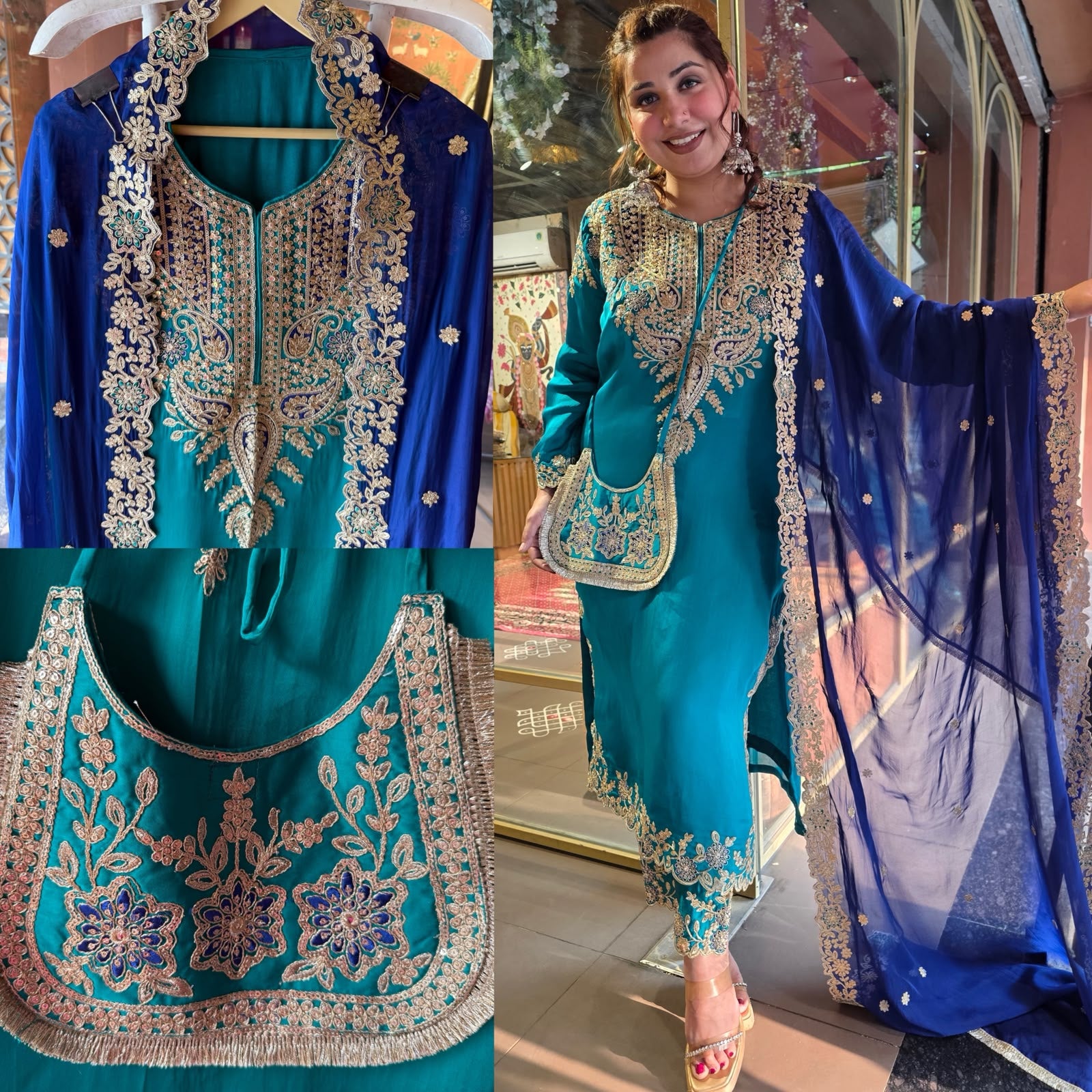 Festive Embroidered Silk Suit Set