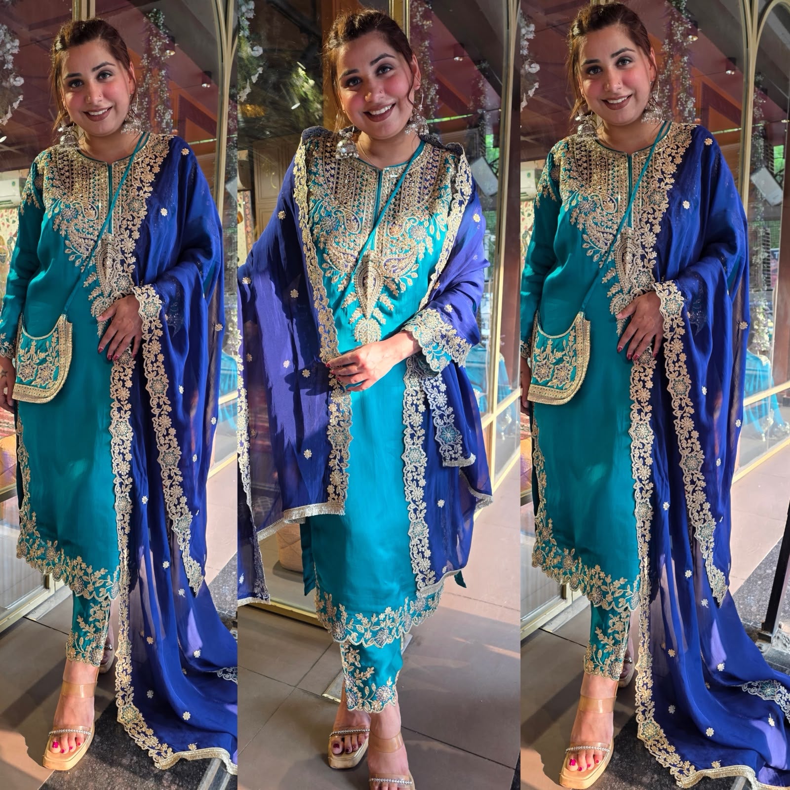 Festive Embroidered Silk Suit Set