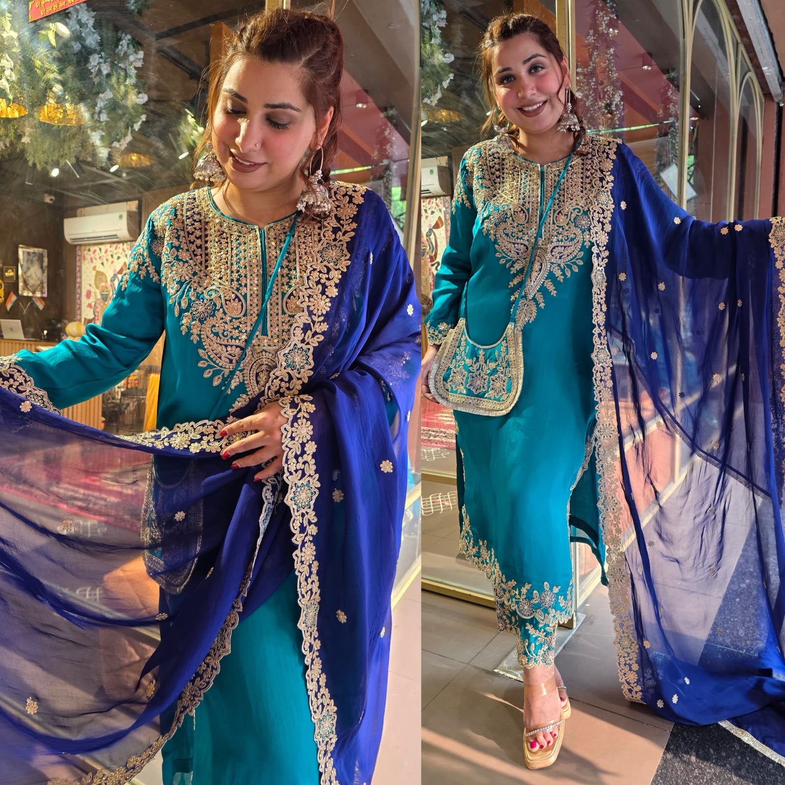 Festive Embroidered Silk Suit Set
