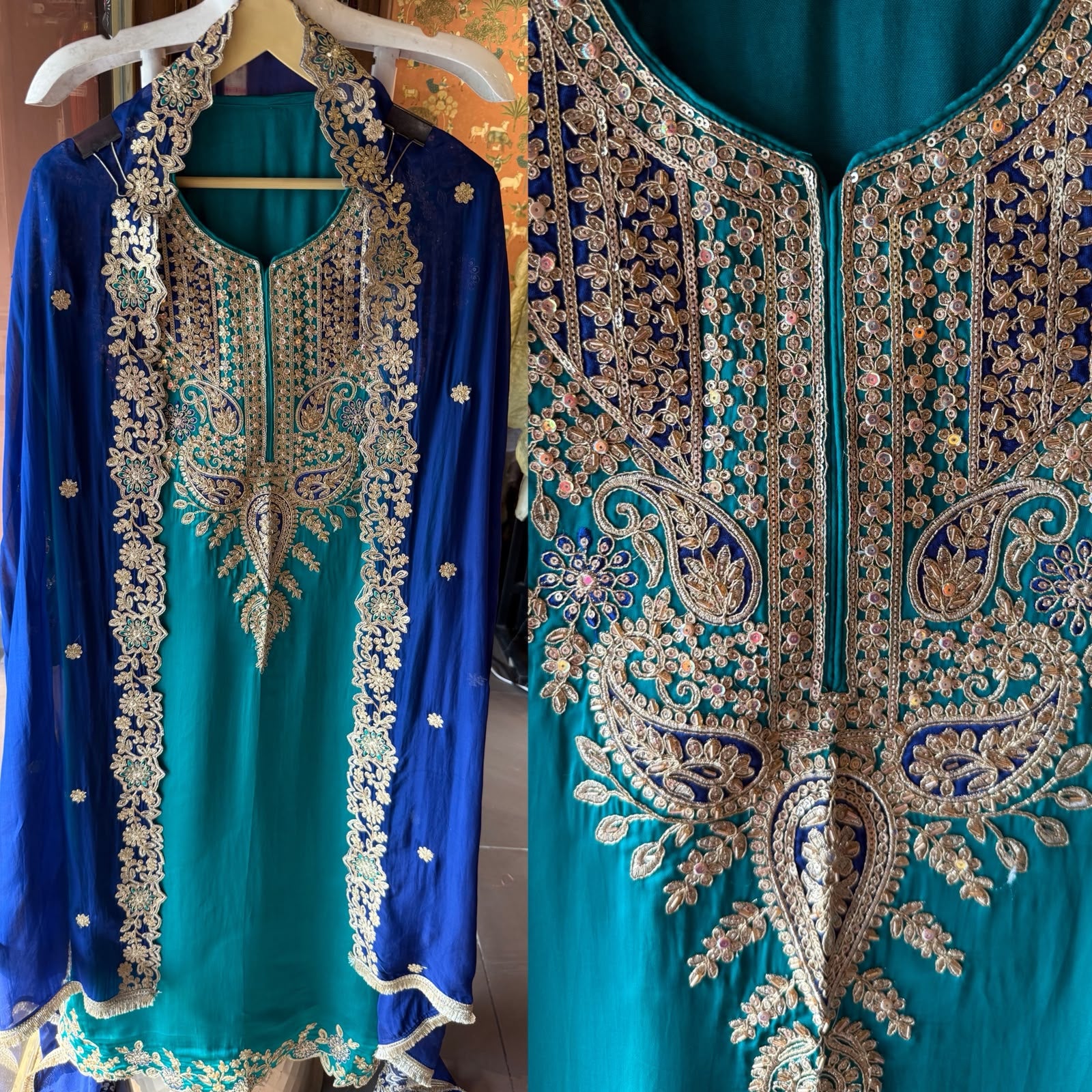 Festive Embroidered Silk Suit Set