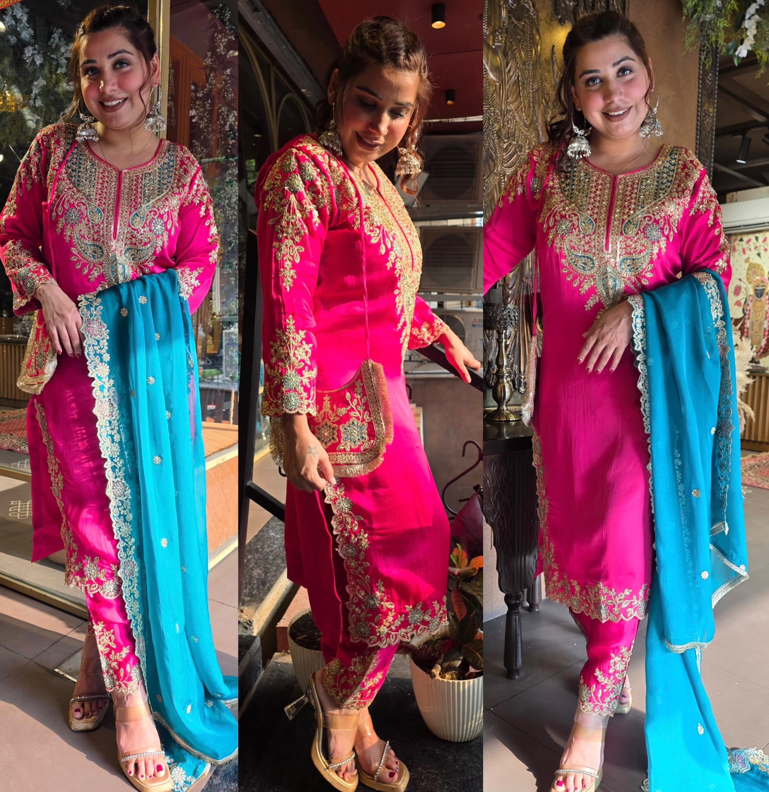 Festive Embroidered Silk Suit Set