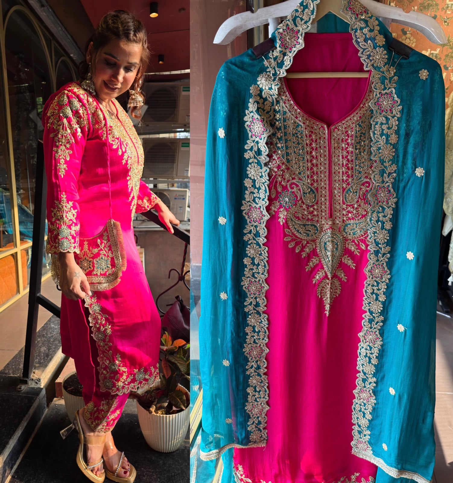 Festive Embroidered Silk Suit Set
