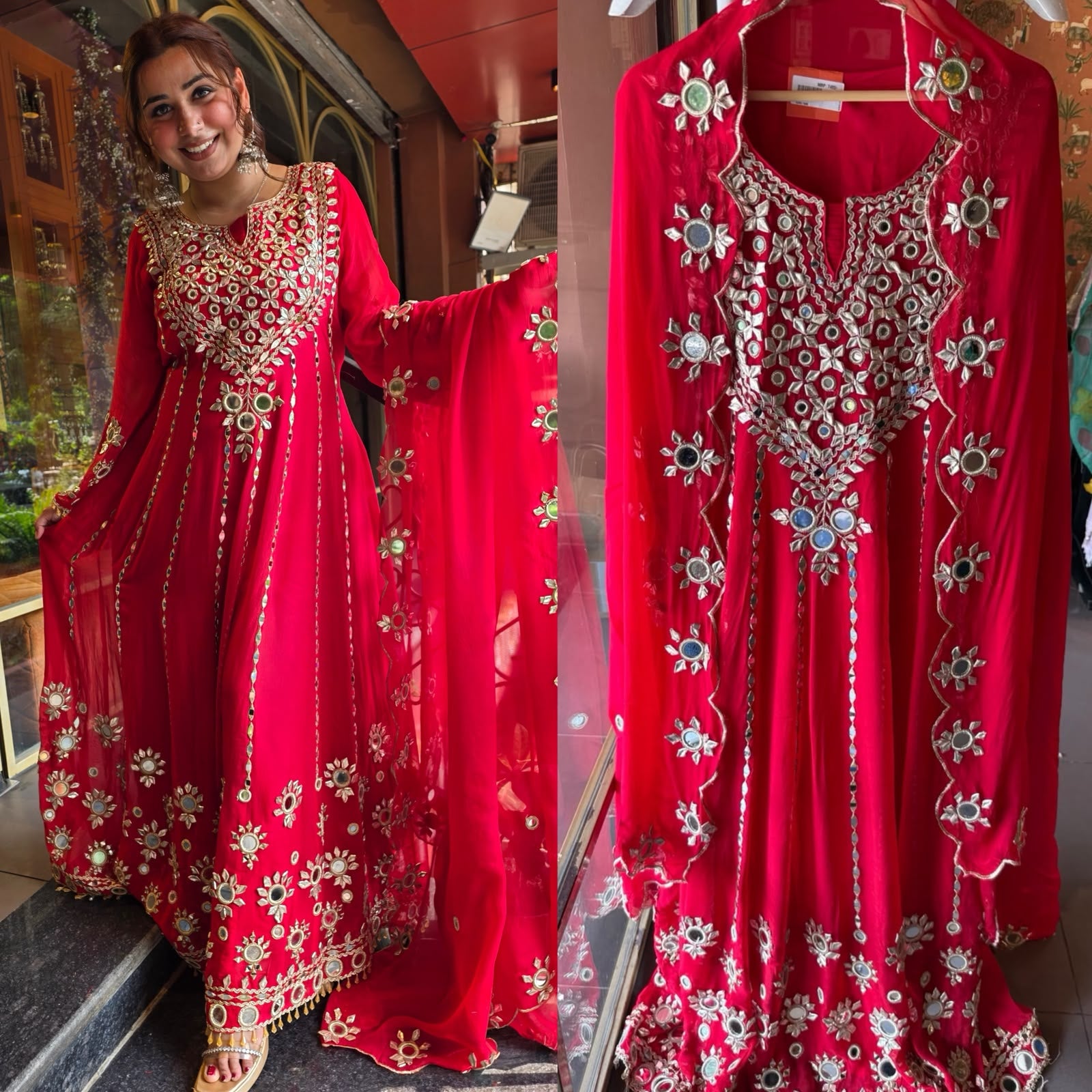 DESIGNER MIRROR AND GOTTA LONG ANARKALI