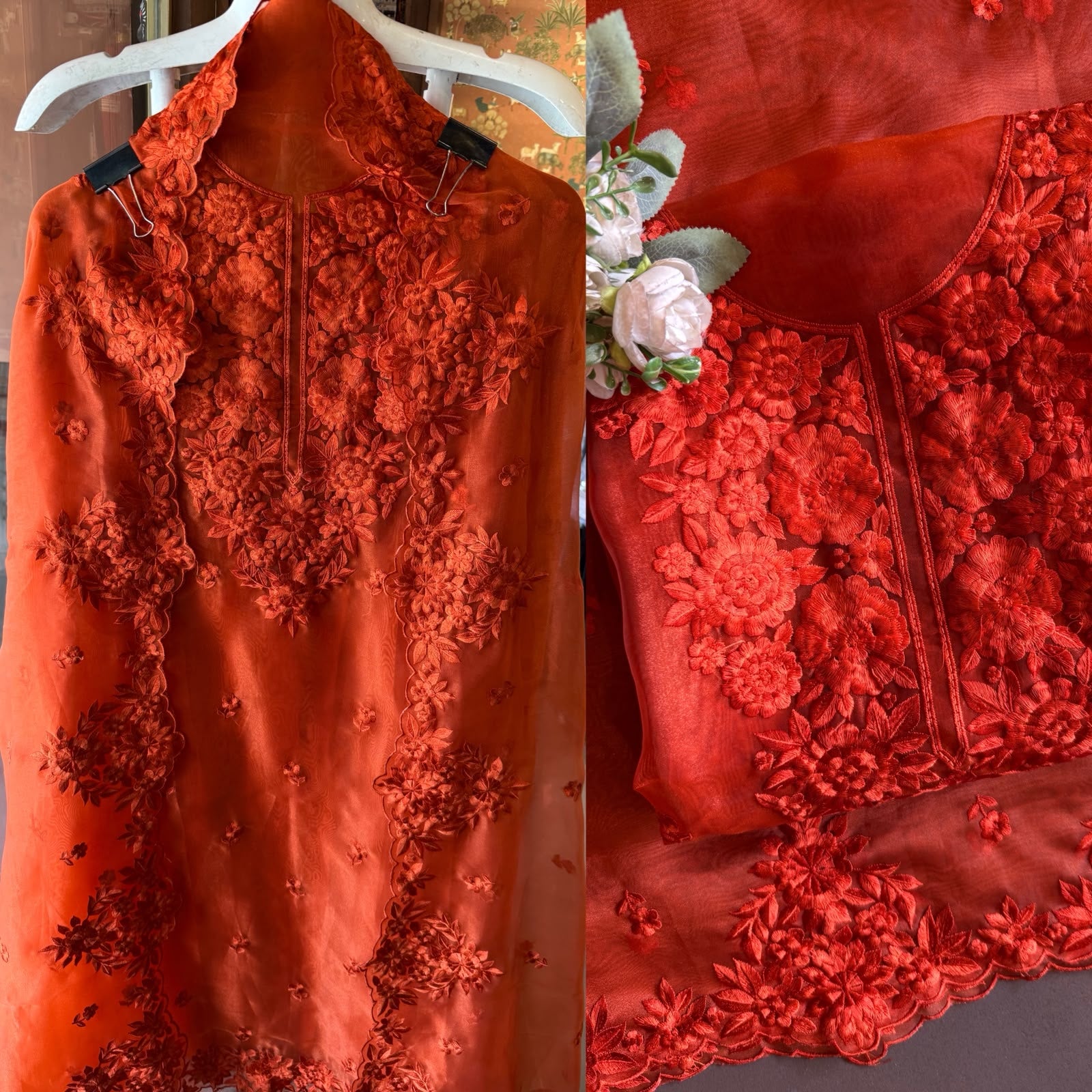 Floral thread Embroidered Suit Set