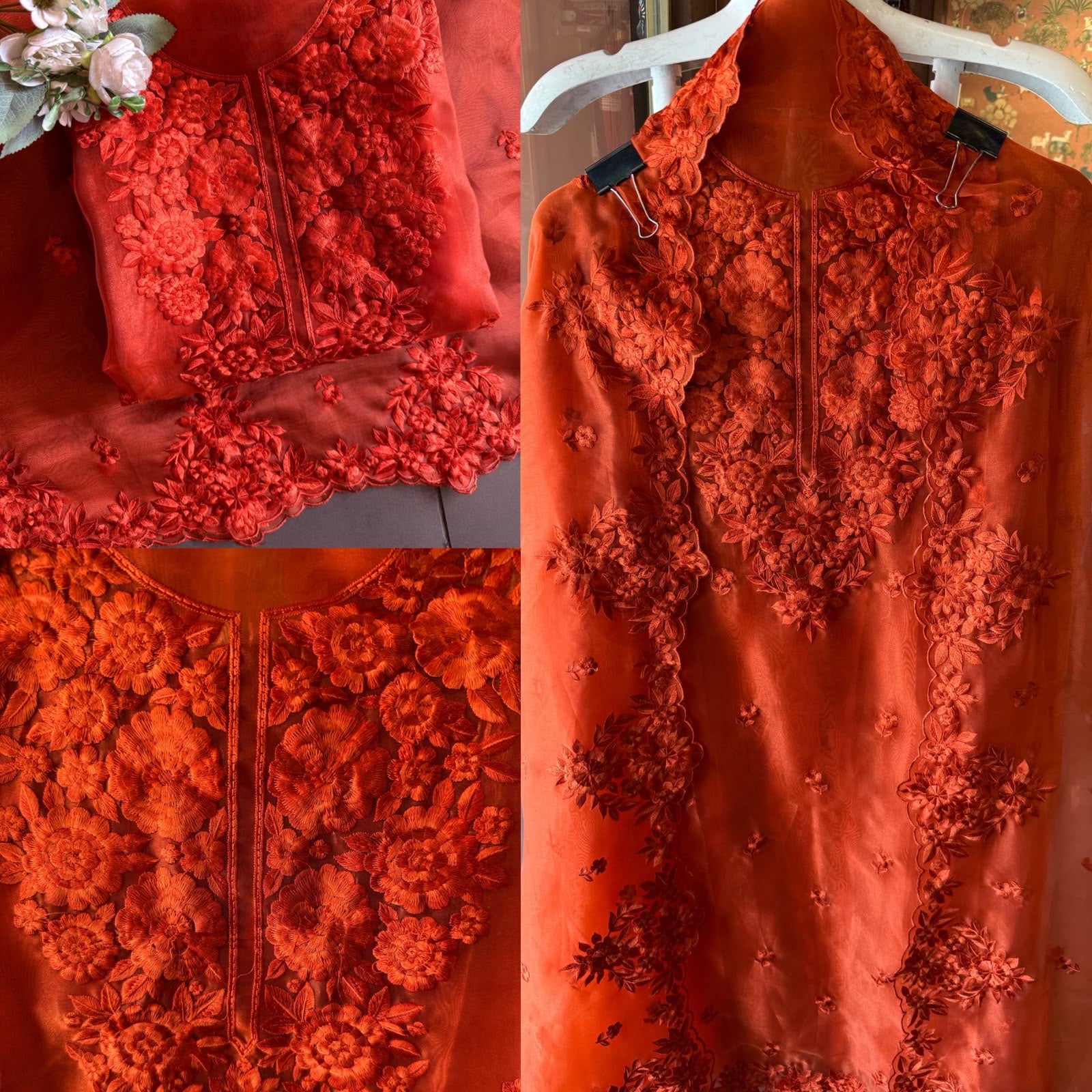 Floral thread Embroidered Suit Set