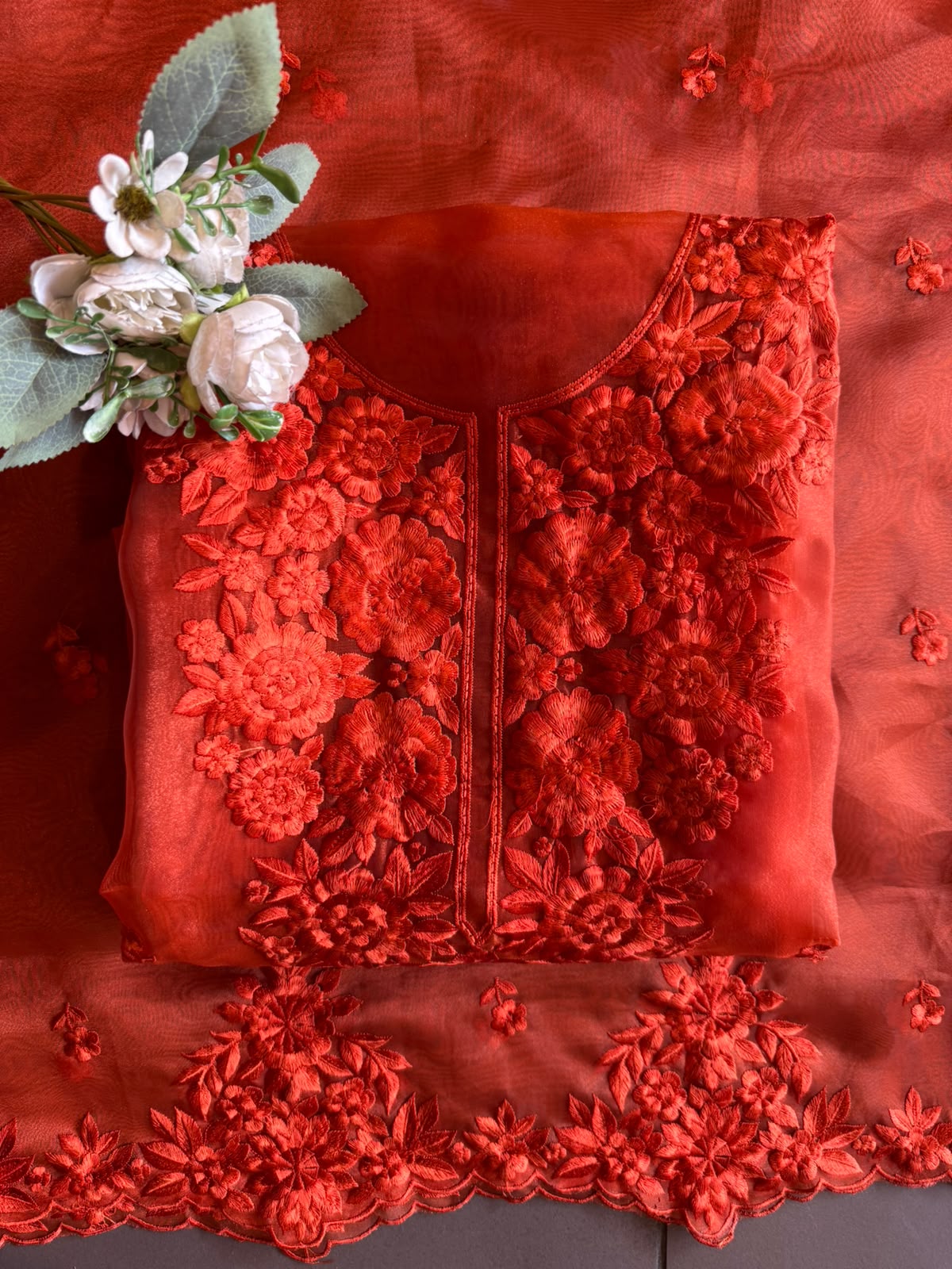 Floral thread Embroidered Suit Set