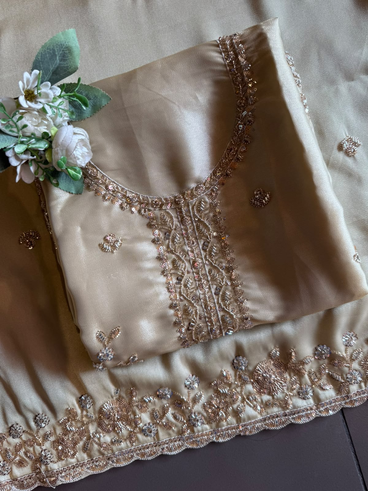 Hand Embroidered Unstitched Luxury Suit Set