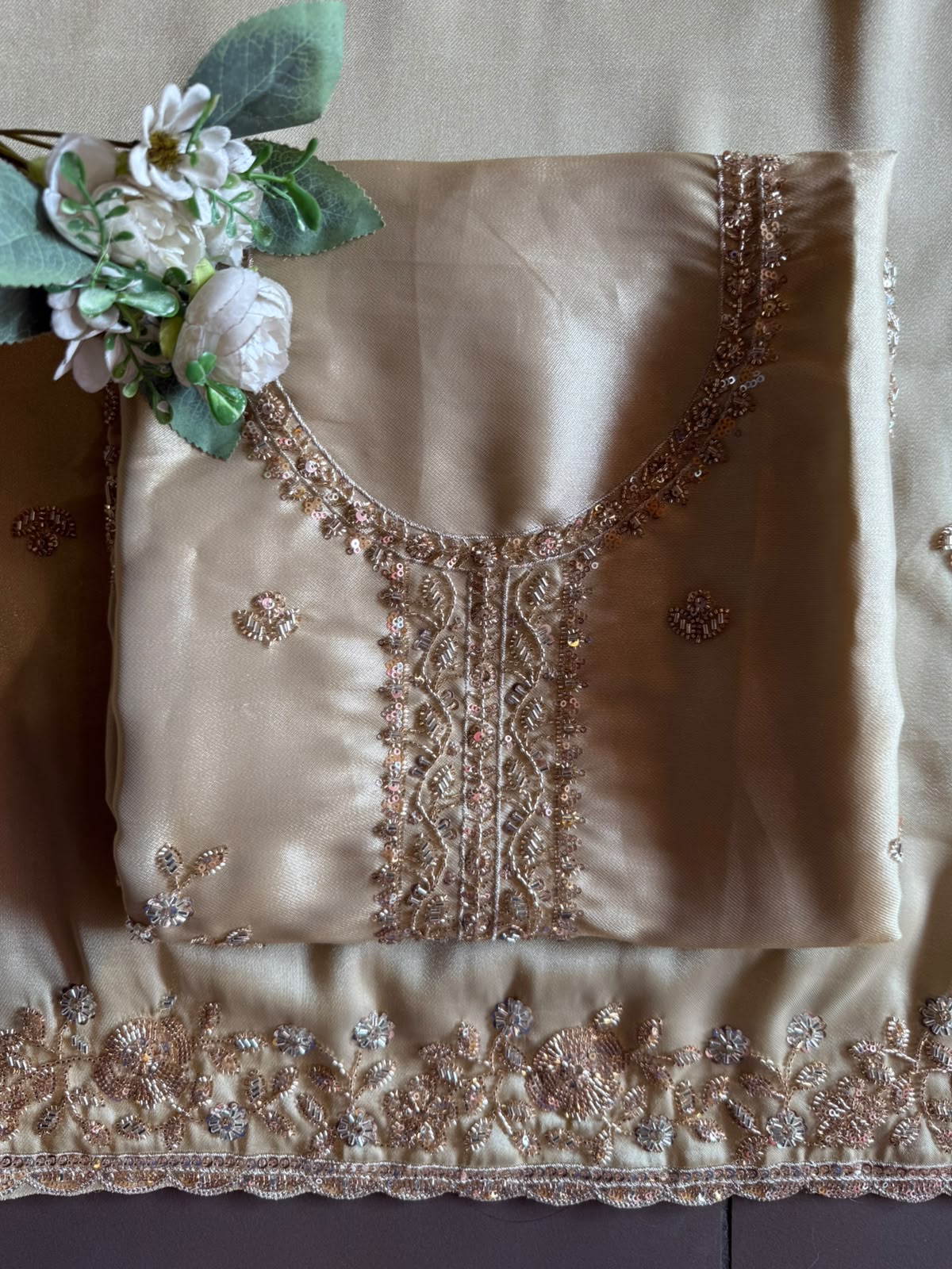 Hand Embroidered Unstitched Luxury Suit Set