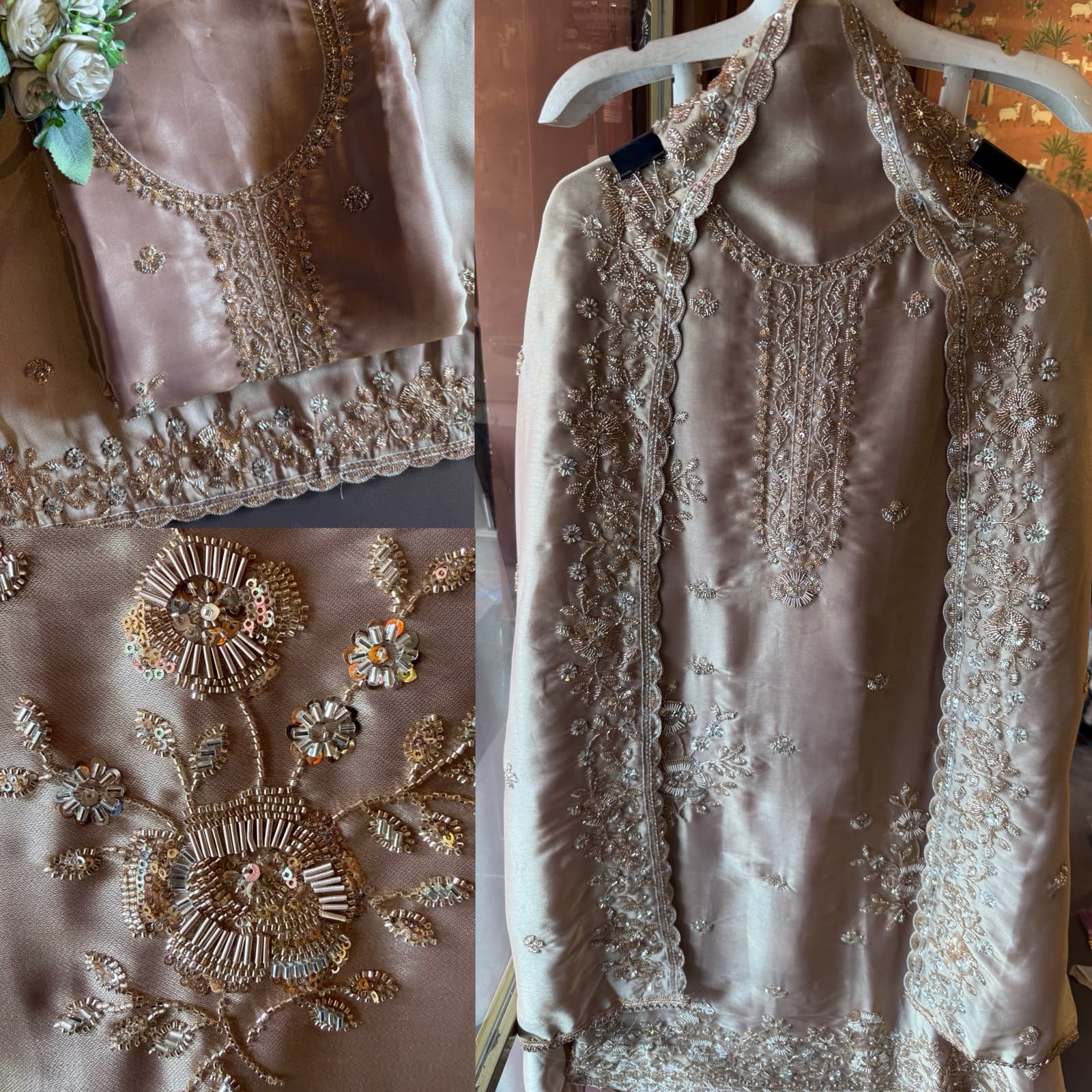 Hand Embroidered Unstitched Luxury Suit Set