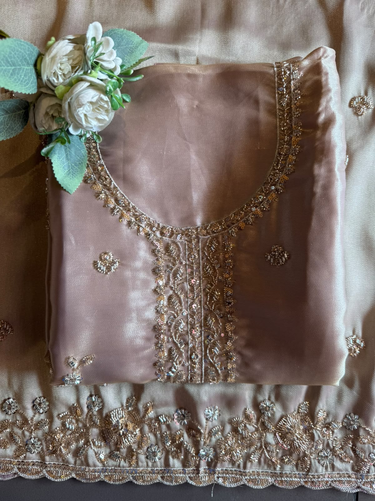 Hand Embroidered Unstitched Luxury Suit Set