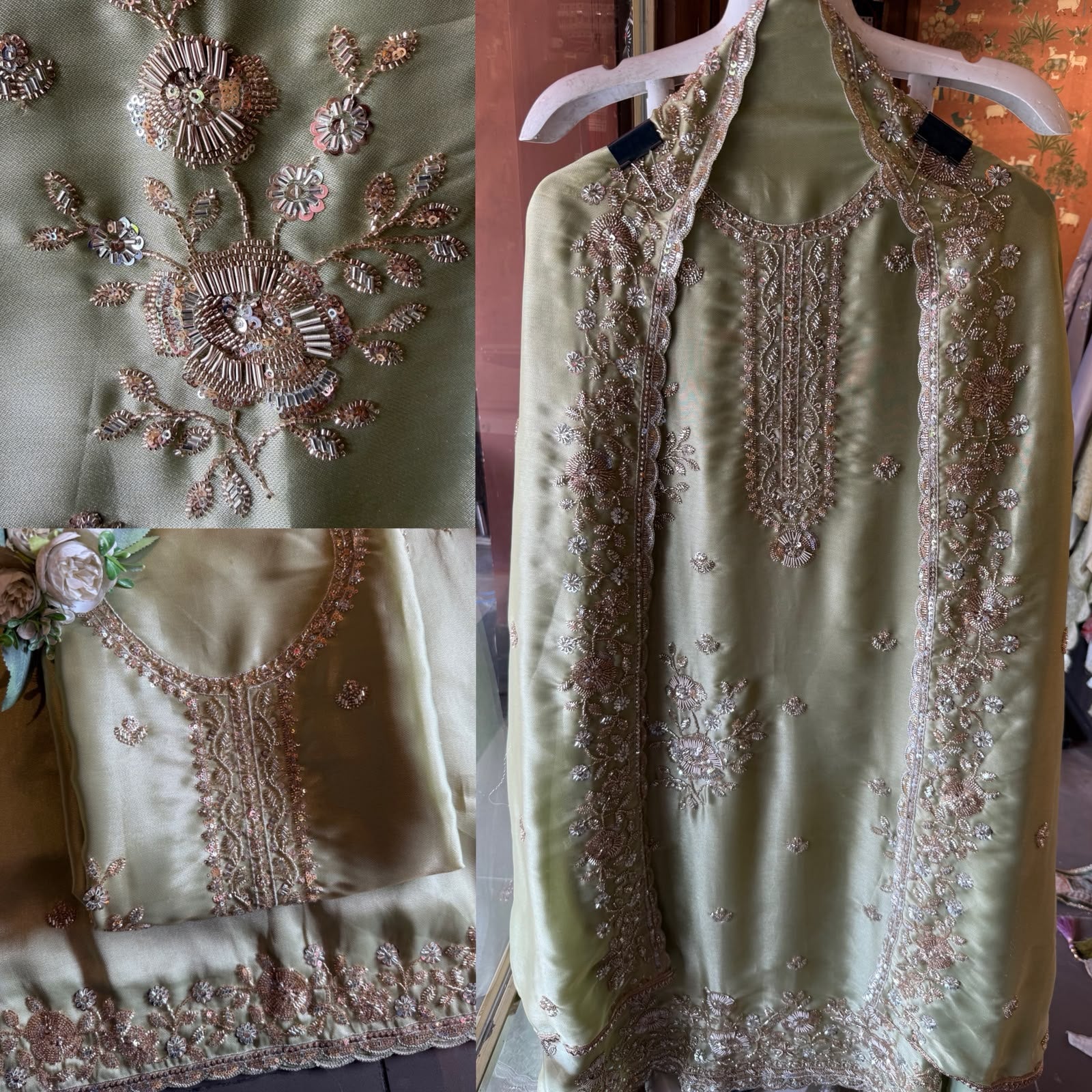 Hand Embroidered Unstitched Luxury Suit Set