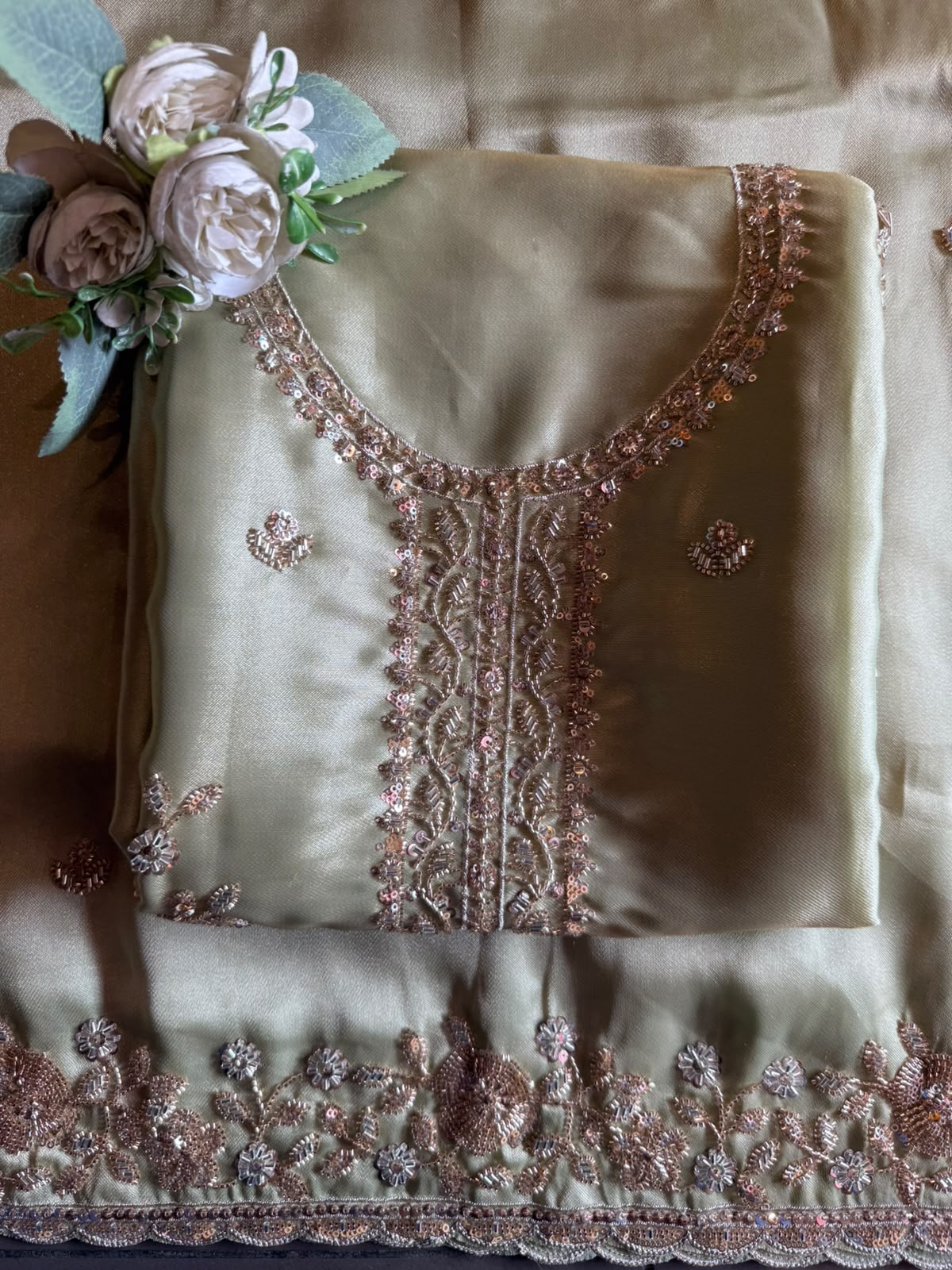 Hand Embroidered Unstitched Luxury Suit Set