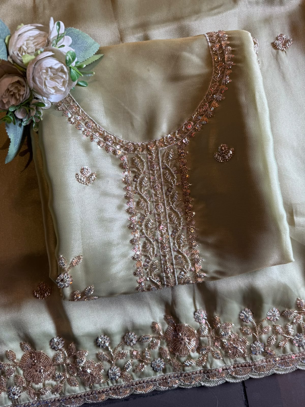 Hand Embroidered Unstitched Luxury Suit Set
