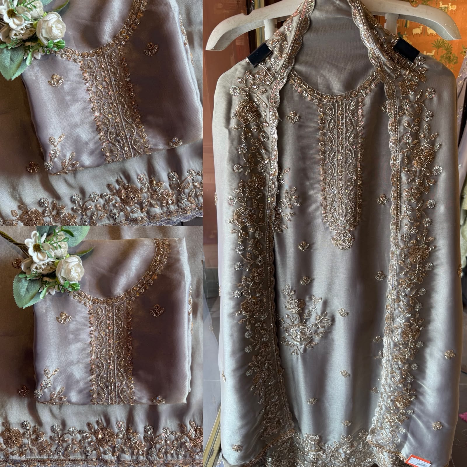 Hand Embroidered Unstitched Luxury Suit Set
