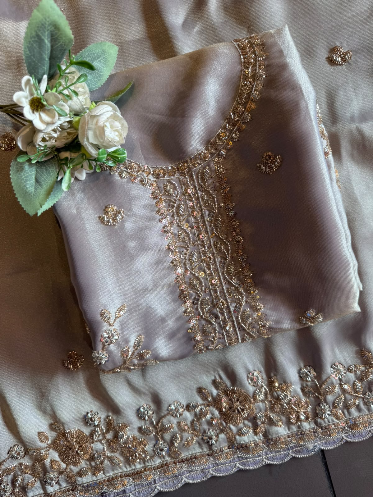 Hand Embroidered Unstitched Luxury Suit Set