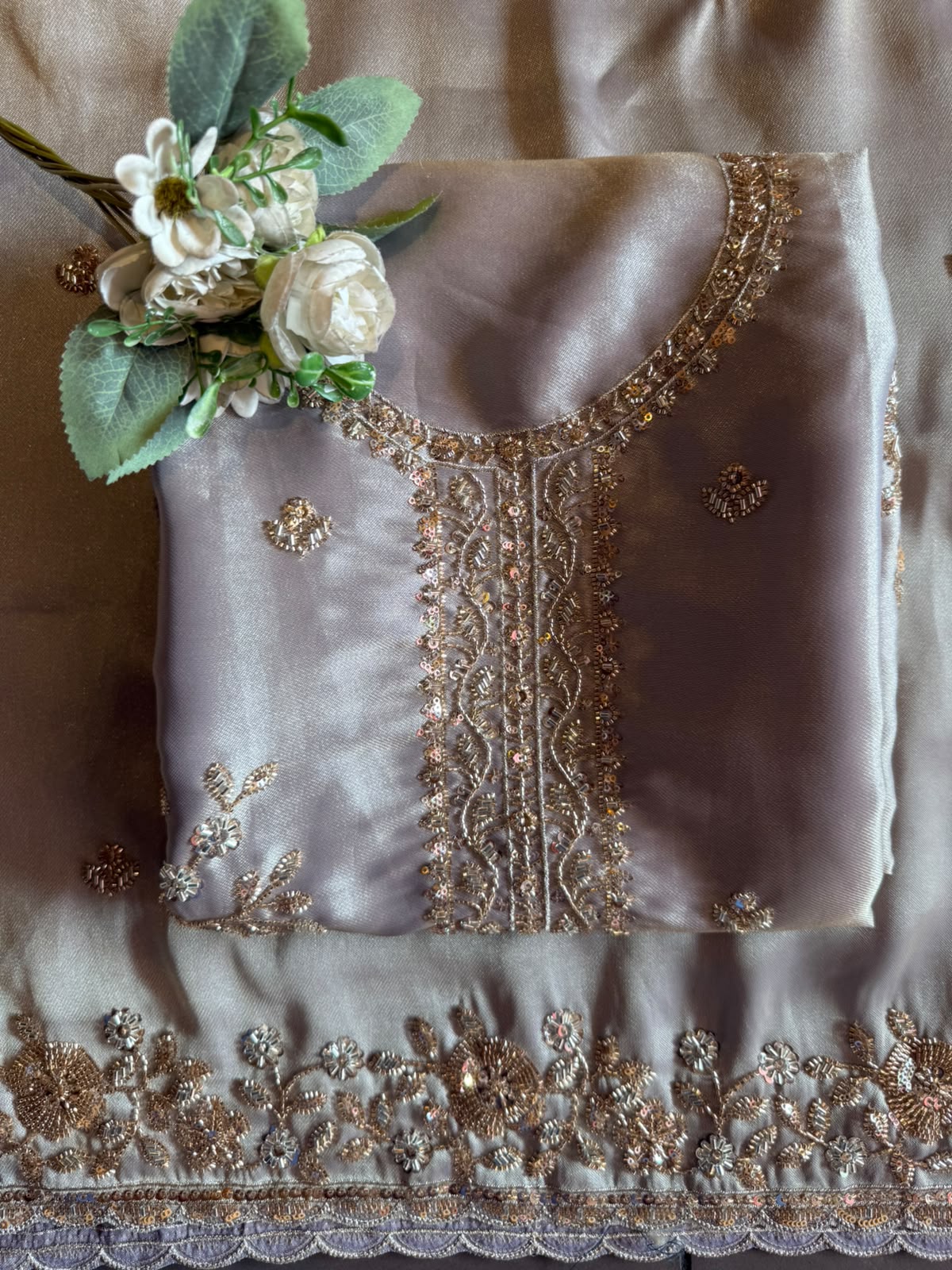 Hand Embroidered Unstitched Luxury Suit Set