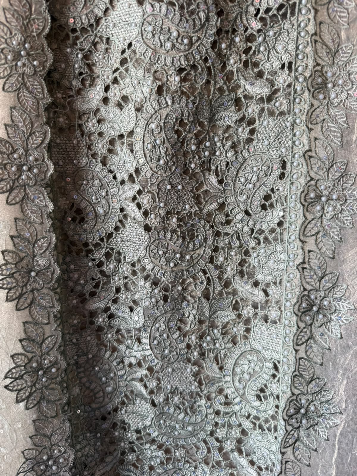 Embroidered Cutwork Statement Unstitched Suit Set