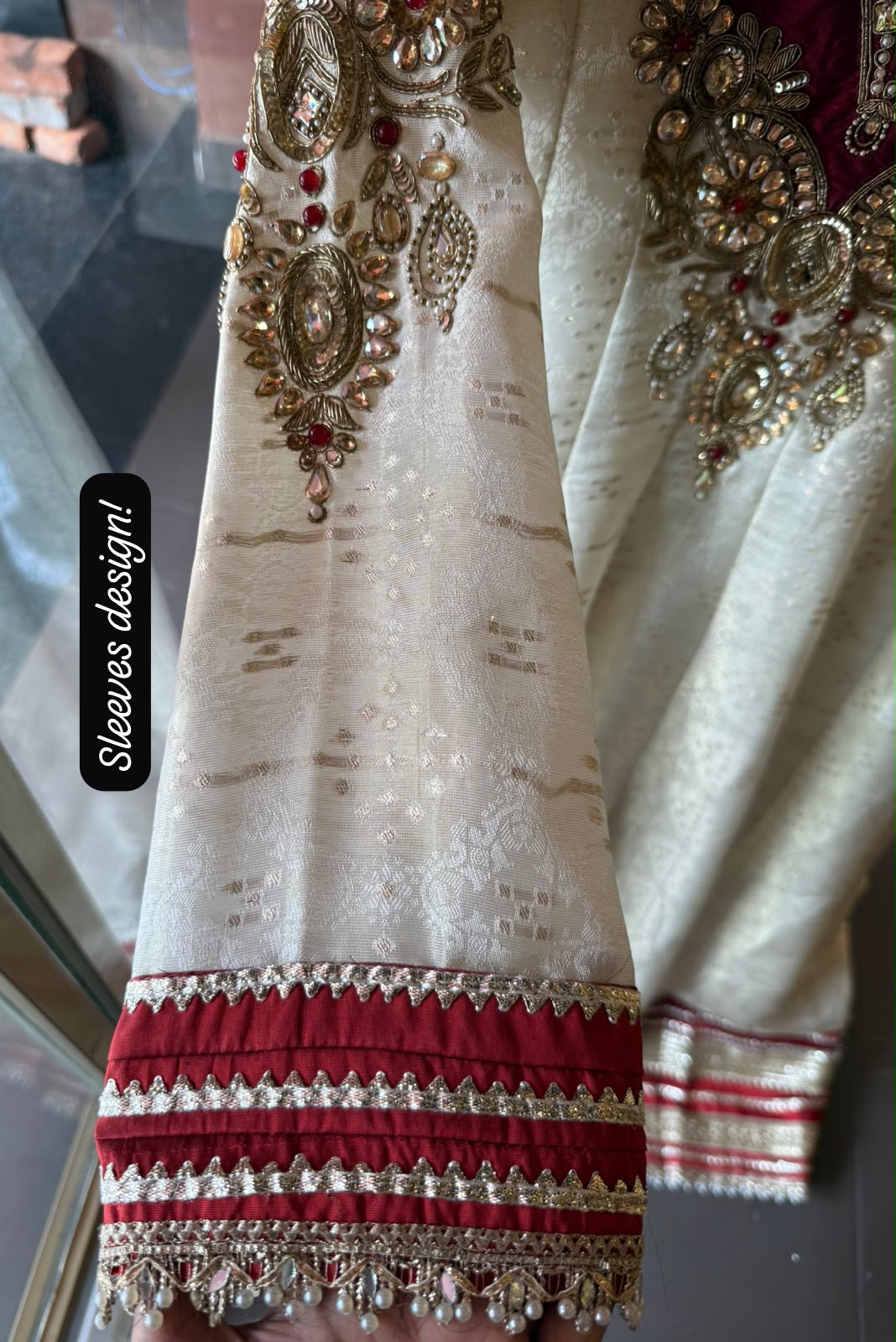 Ivory & Maroon Statement Anarkali Set