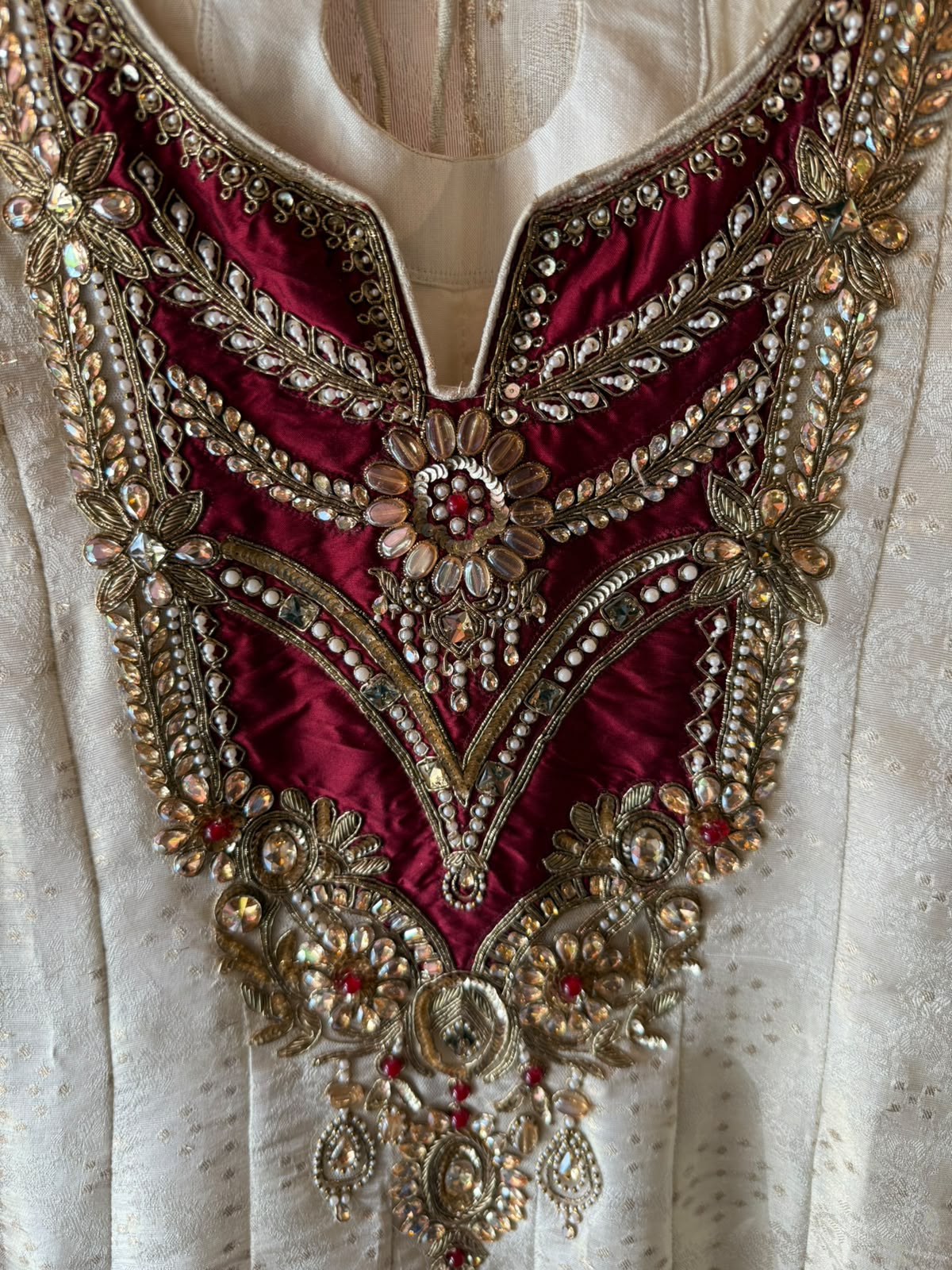 Ivory & Maroon Statement Anarkali Set