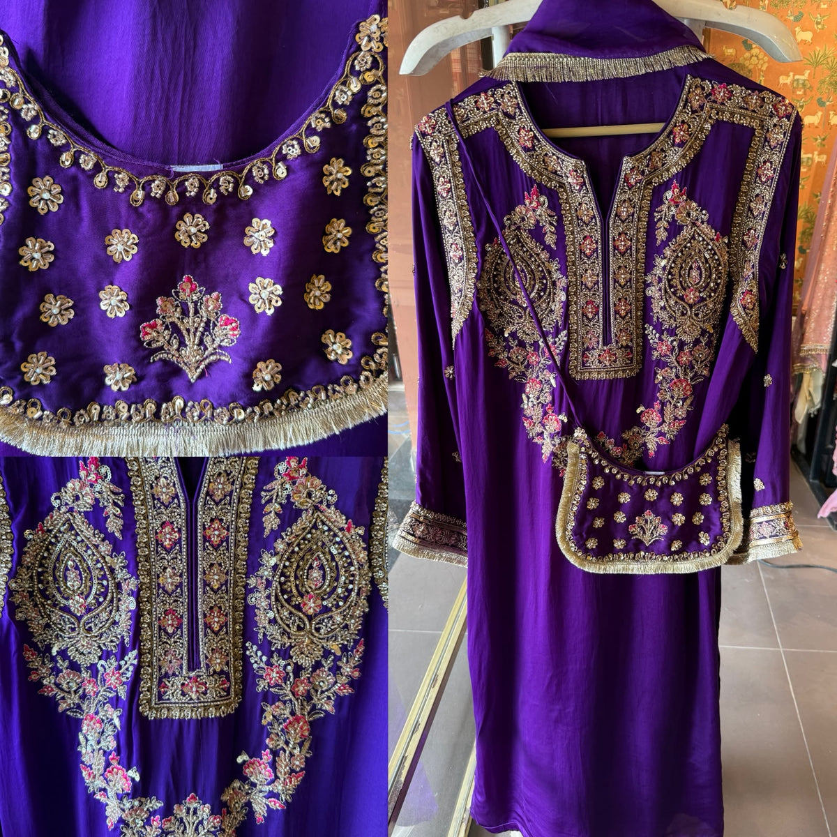 Satin silk Hand embellished Suit Set – Aisha Creations