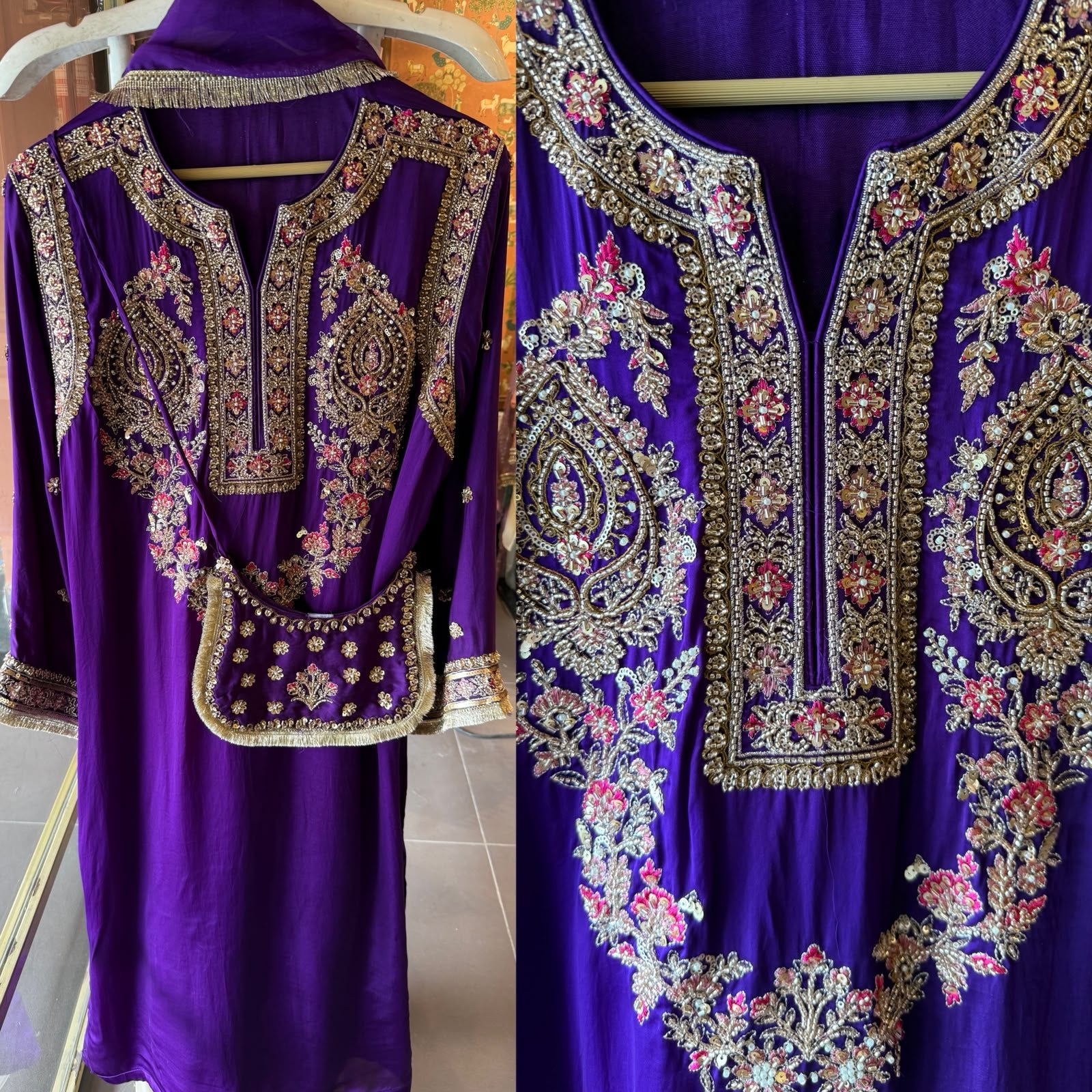 Satin silk Hand embellished Suit Set