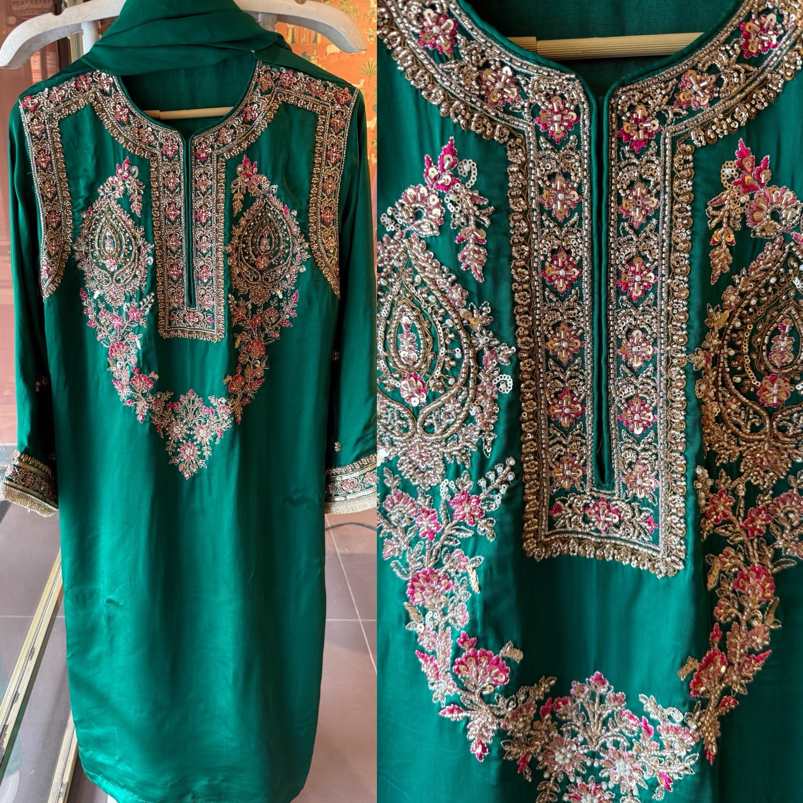 Satin silk Hand embellished Suit Set