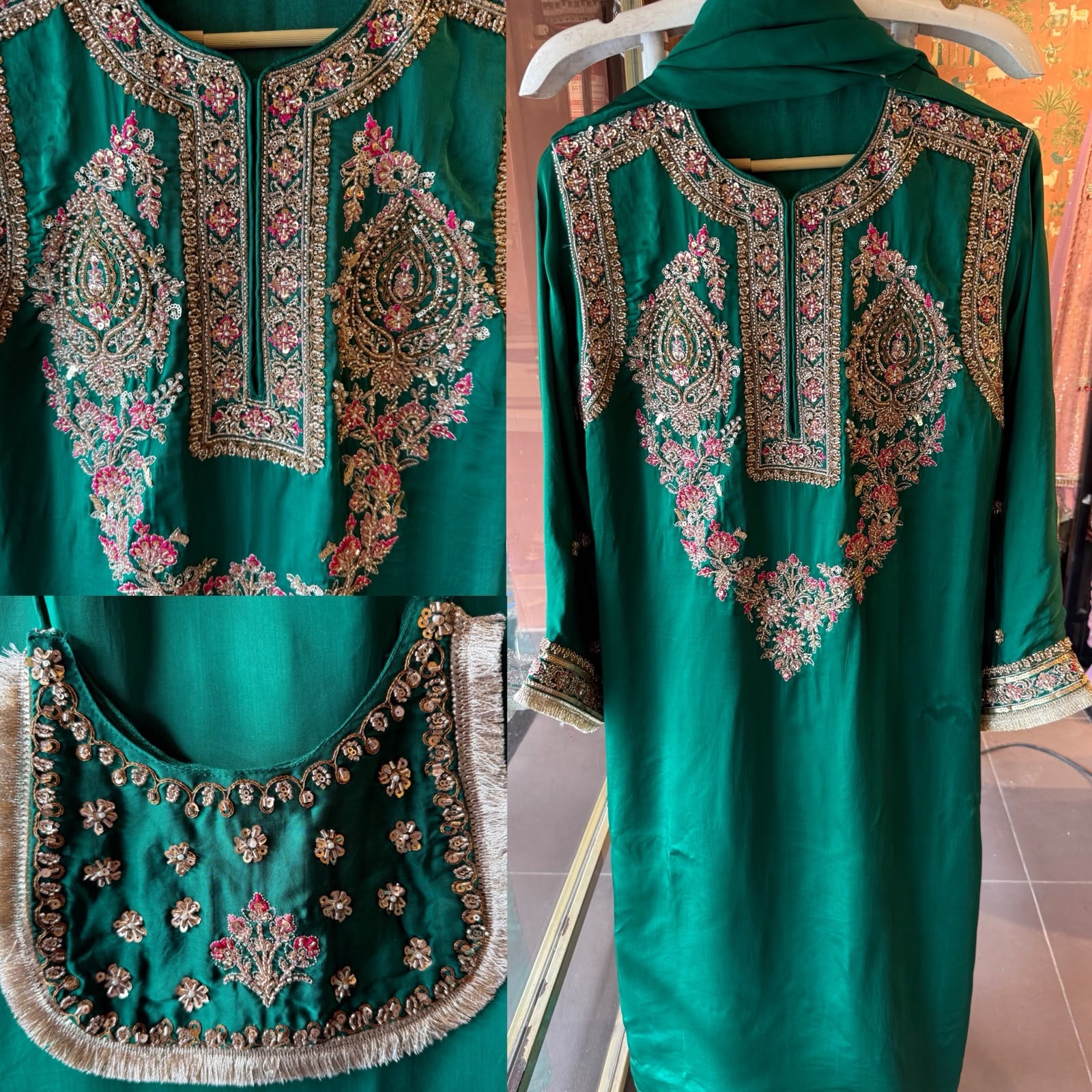 Satin silk Hand embellished Suit Set