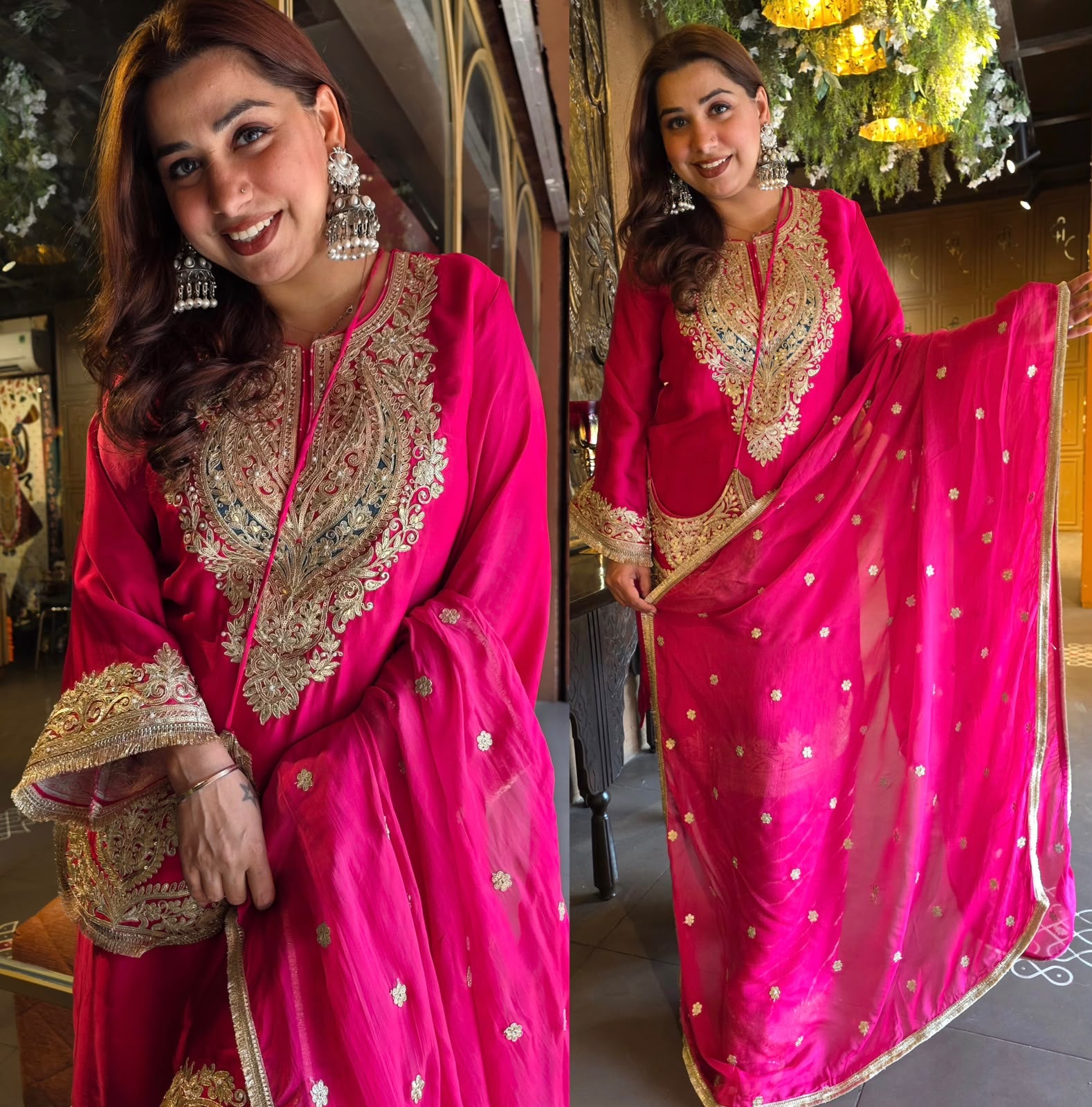 Premium Satin Silk Embroidered Kurta Set