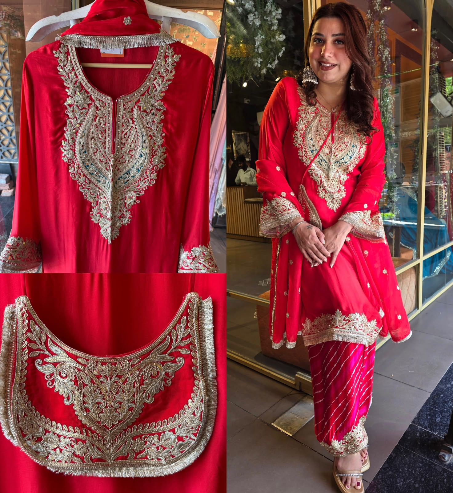 Premium Satin Silk Embroidered Kurta Set