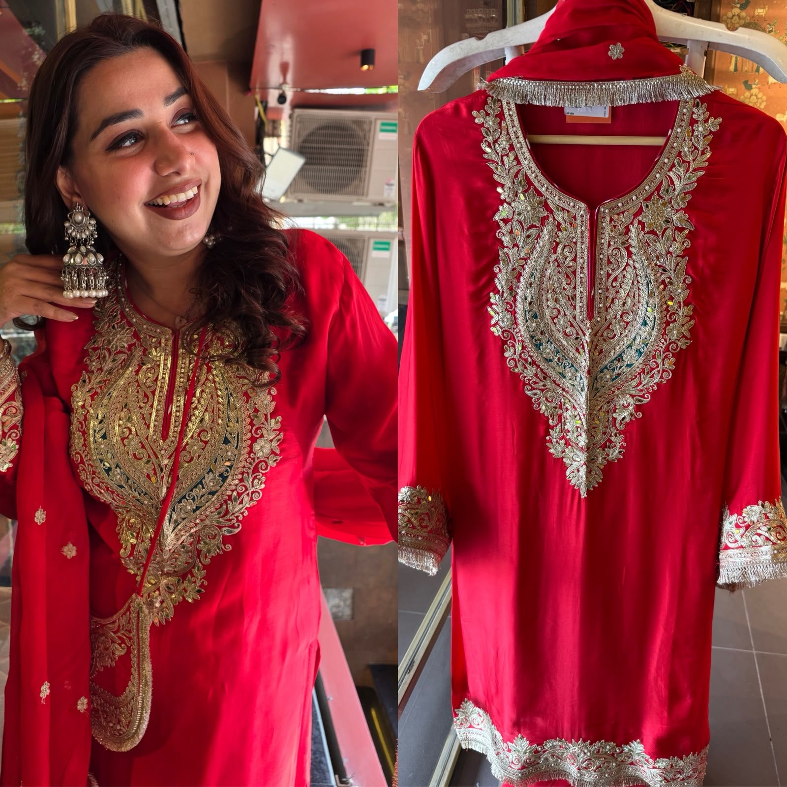 Premium Satin Silk Embroidered Kurta Set