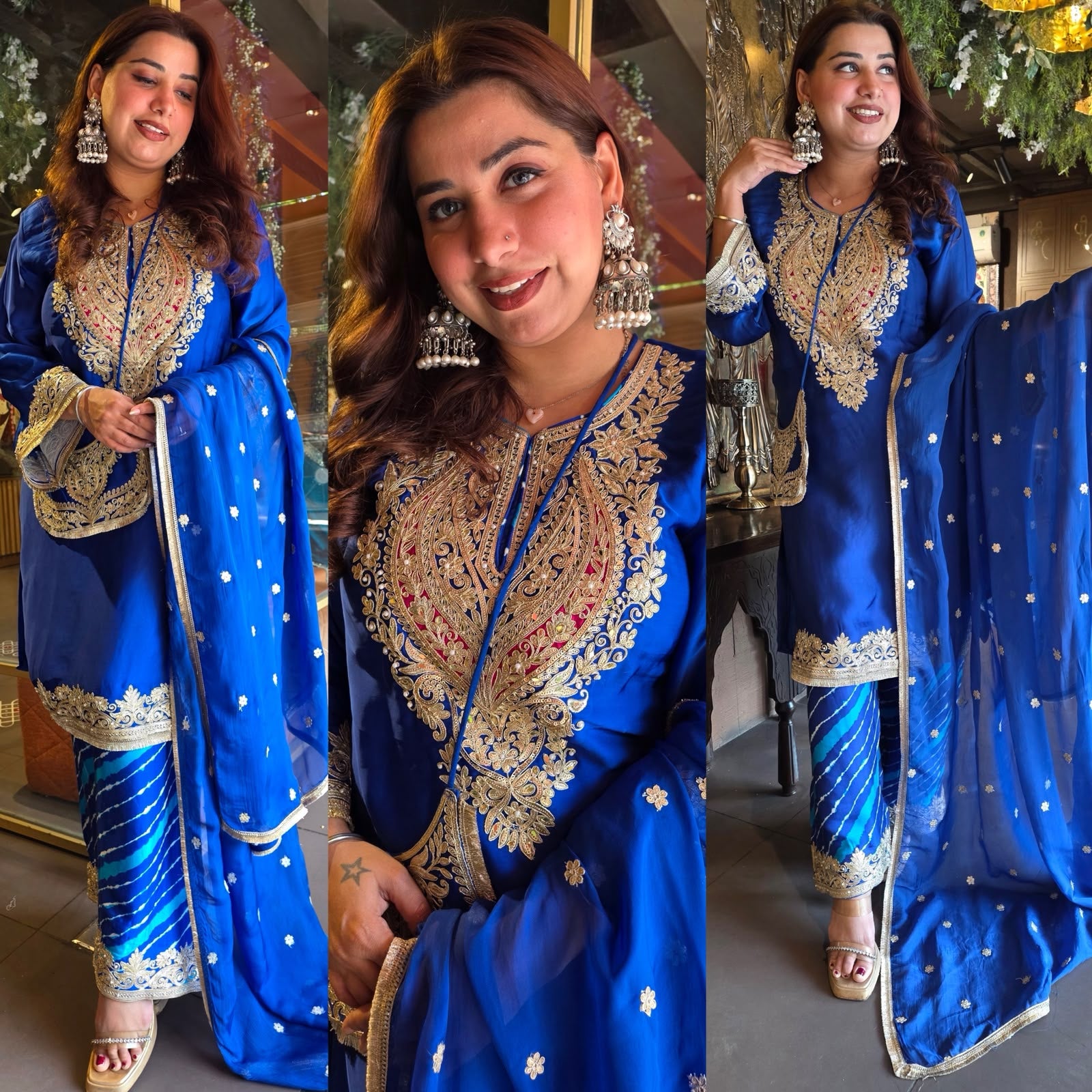 Premium Satin Silk Embroidered Kurta Set