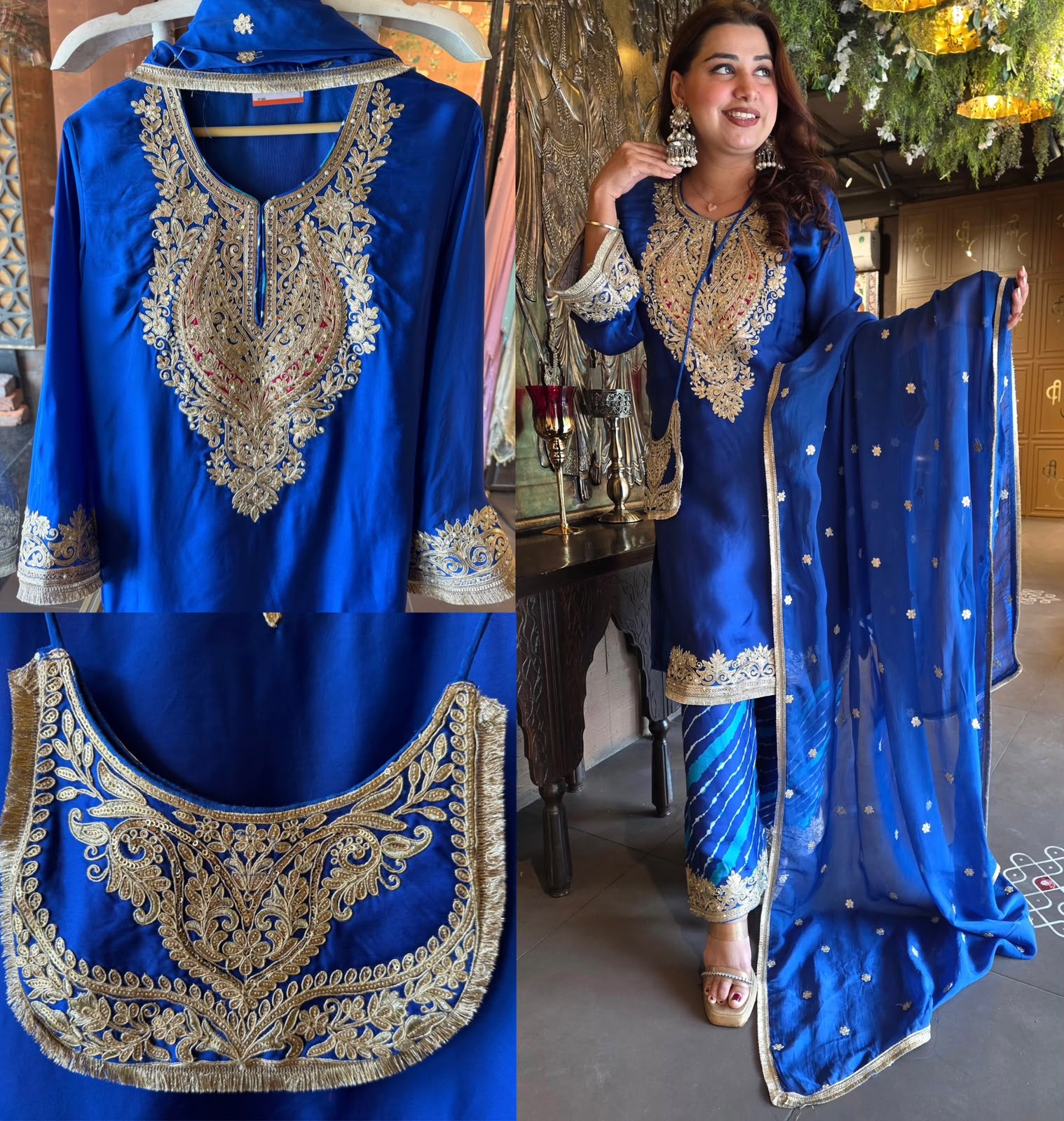 Premium Satin Silk Embroidered Kurta Set