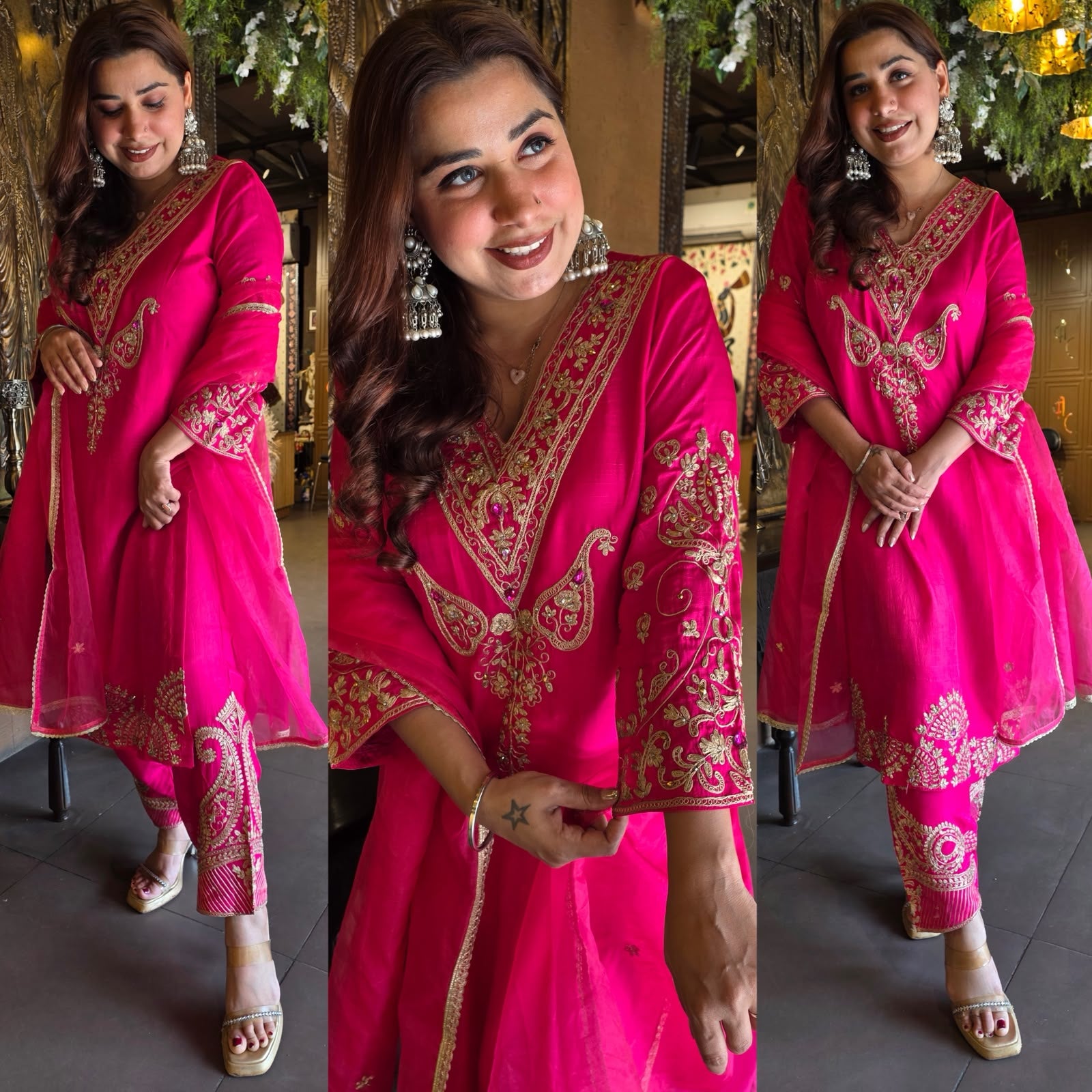 Rani Pink Embroidered Kurta Set