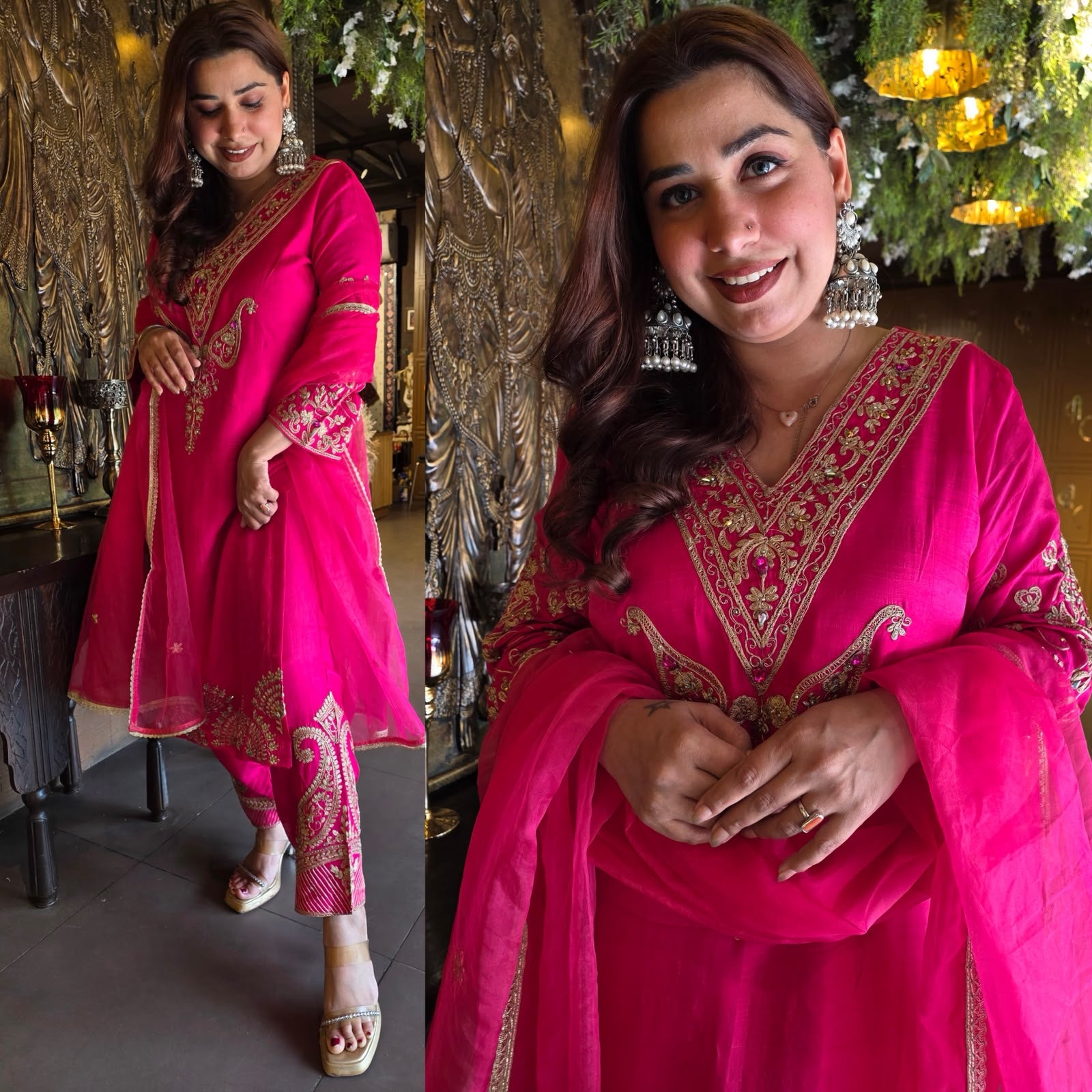 Rani Pink Embroidered Kurta Set