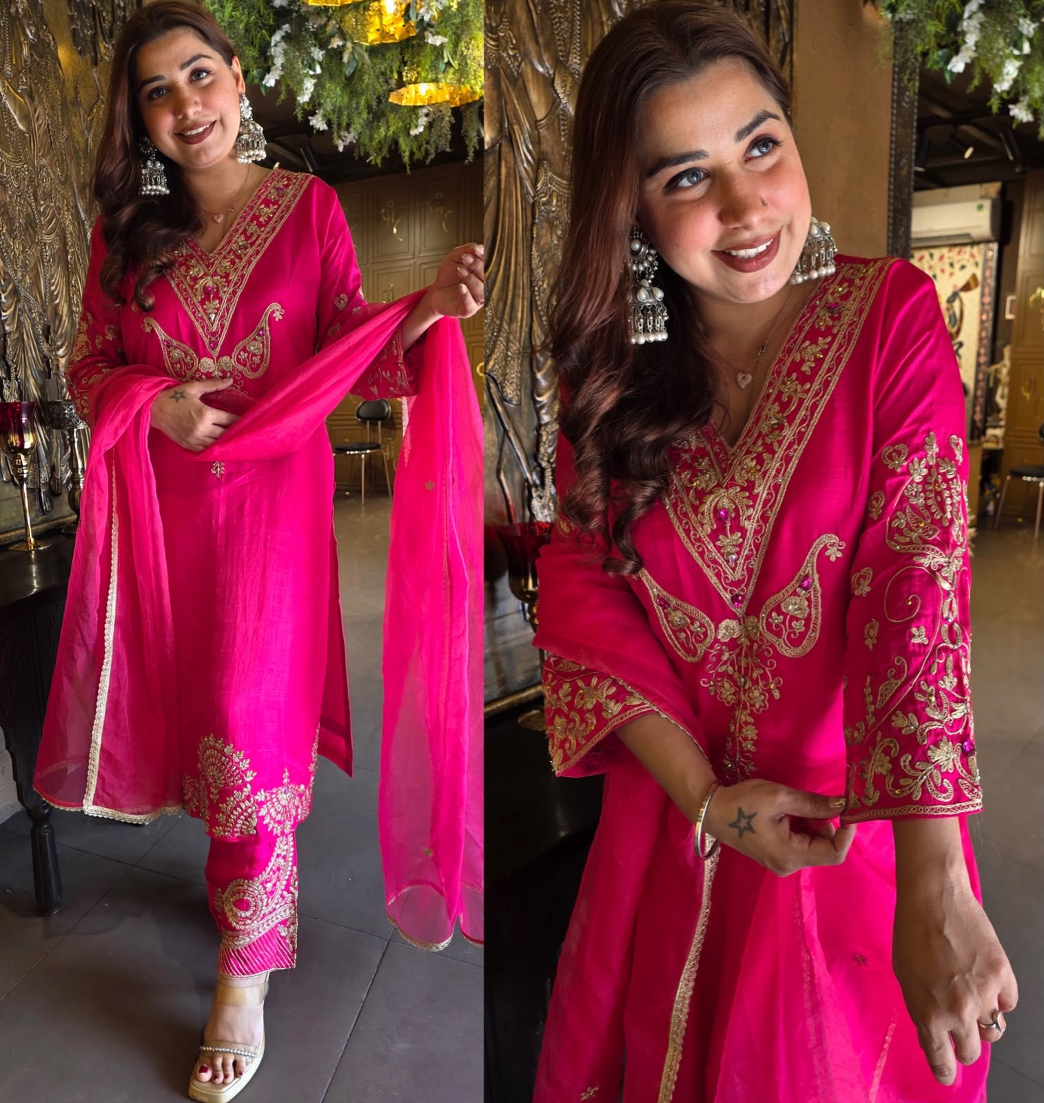 Rani Pink Embroidered Kurta Set