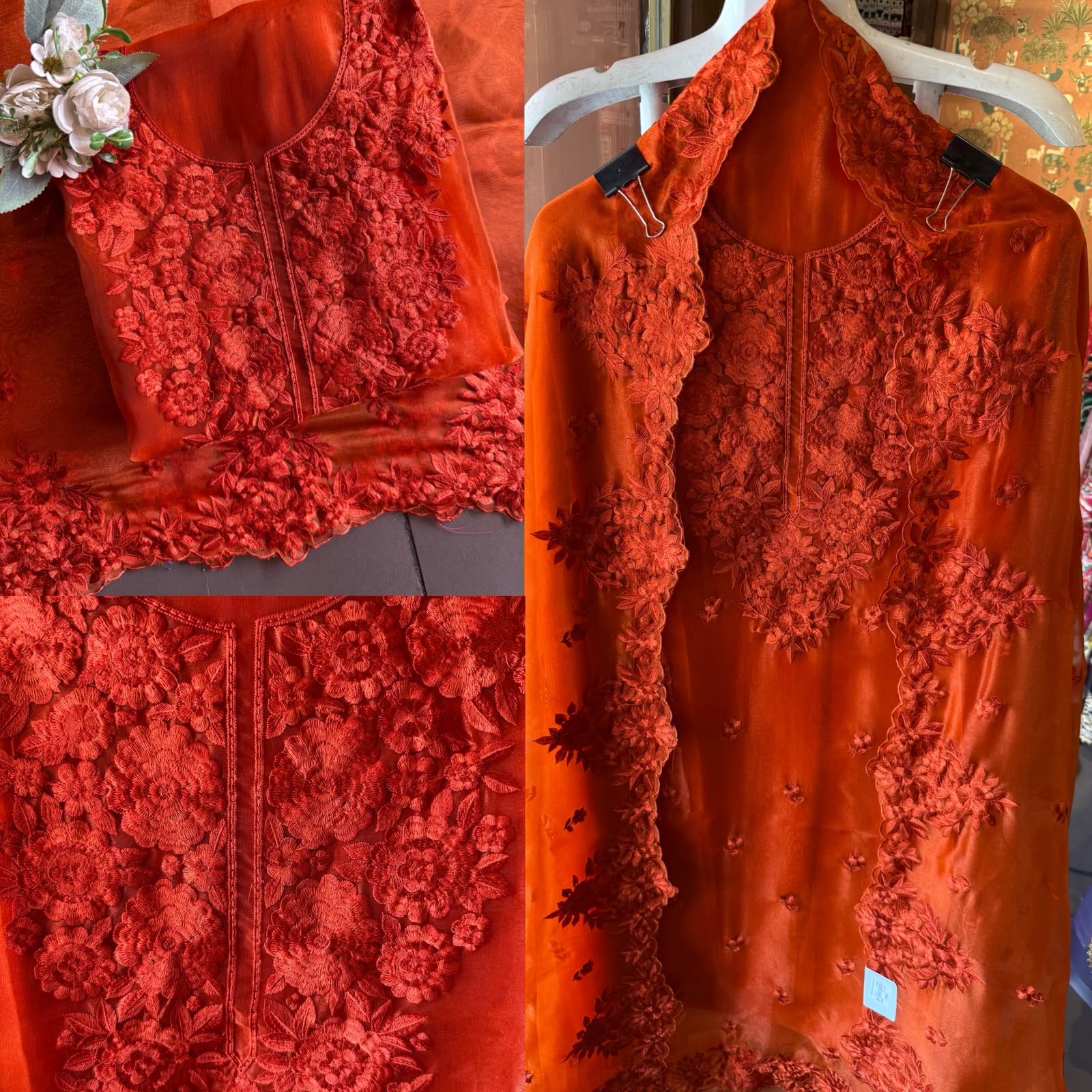 Floral thread Embroidered Suit Set