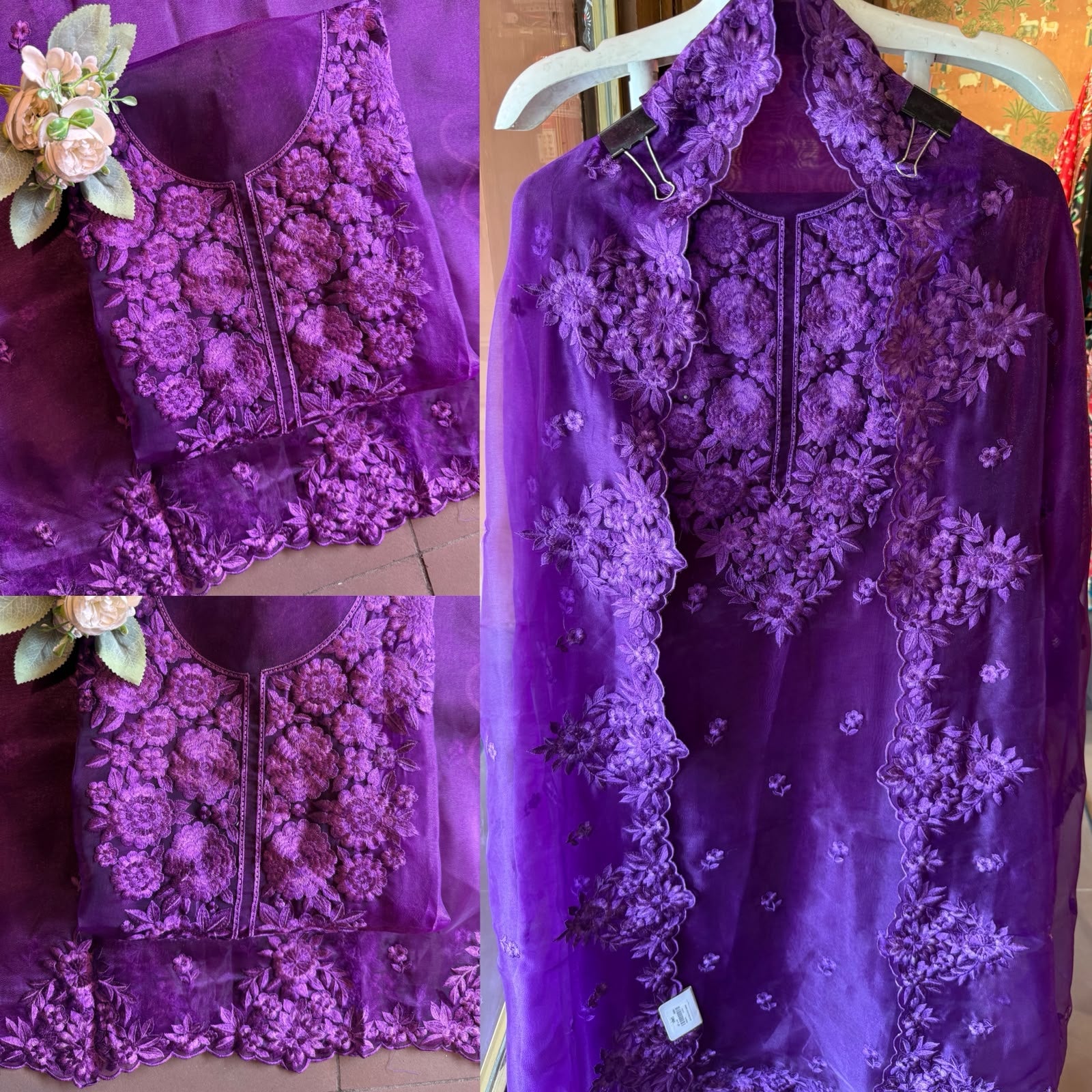 Floral thread Embroidered Suit Set