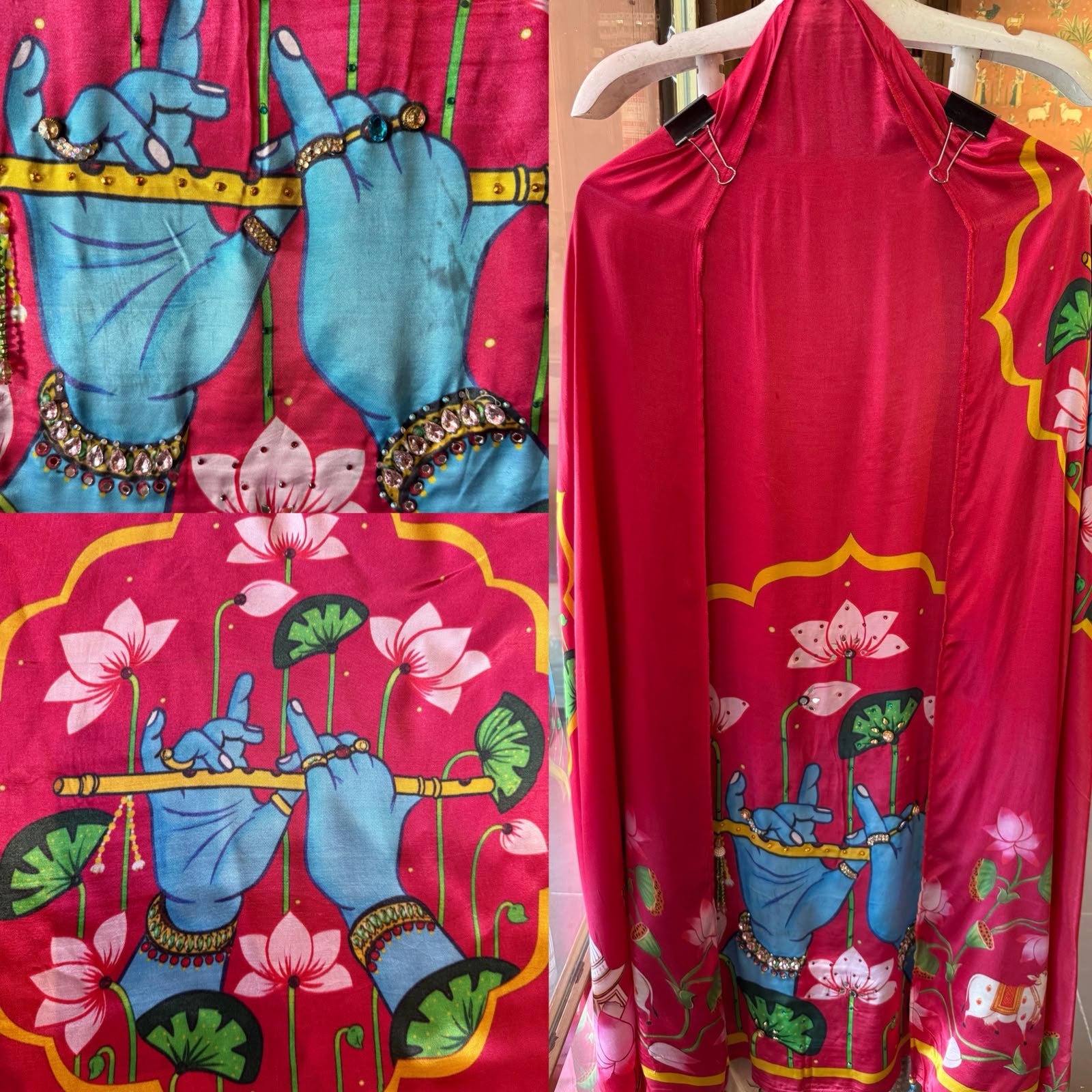 Krishna Pichwai Printed unstitched Suit set