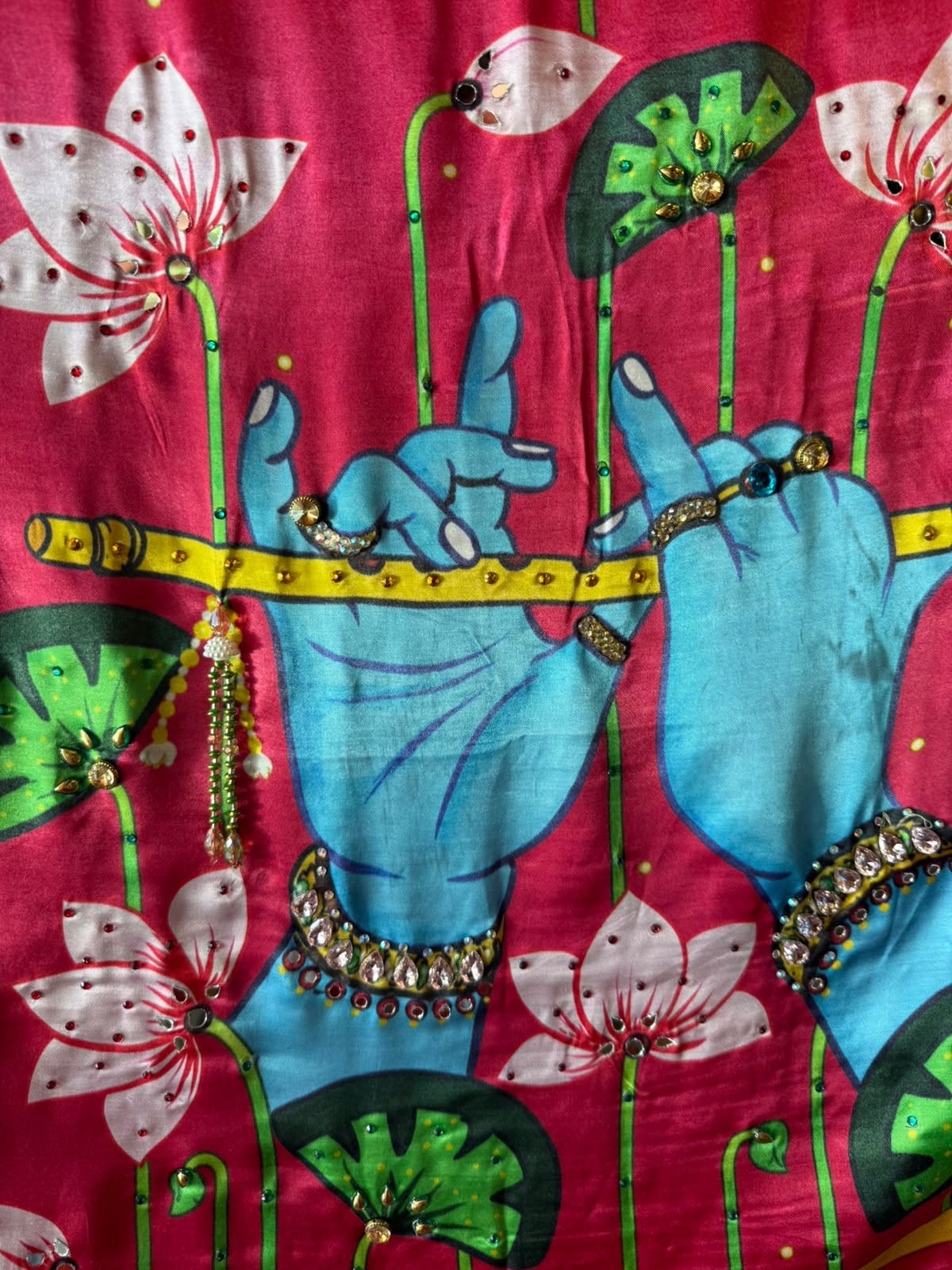 Krishna Pichwai Printed unstitched Suit set