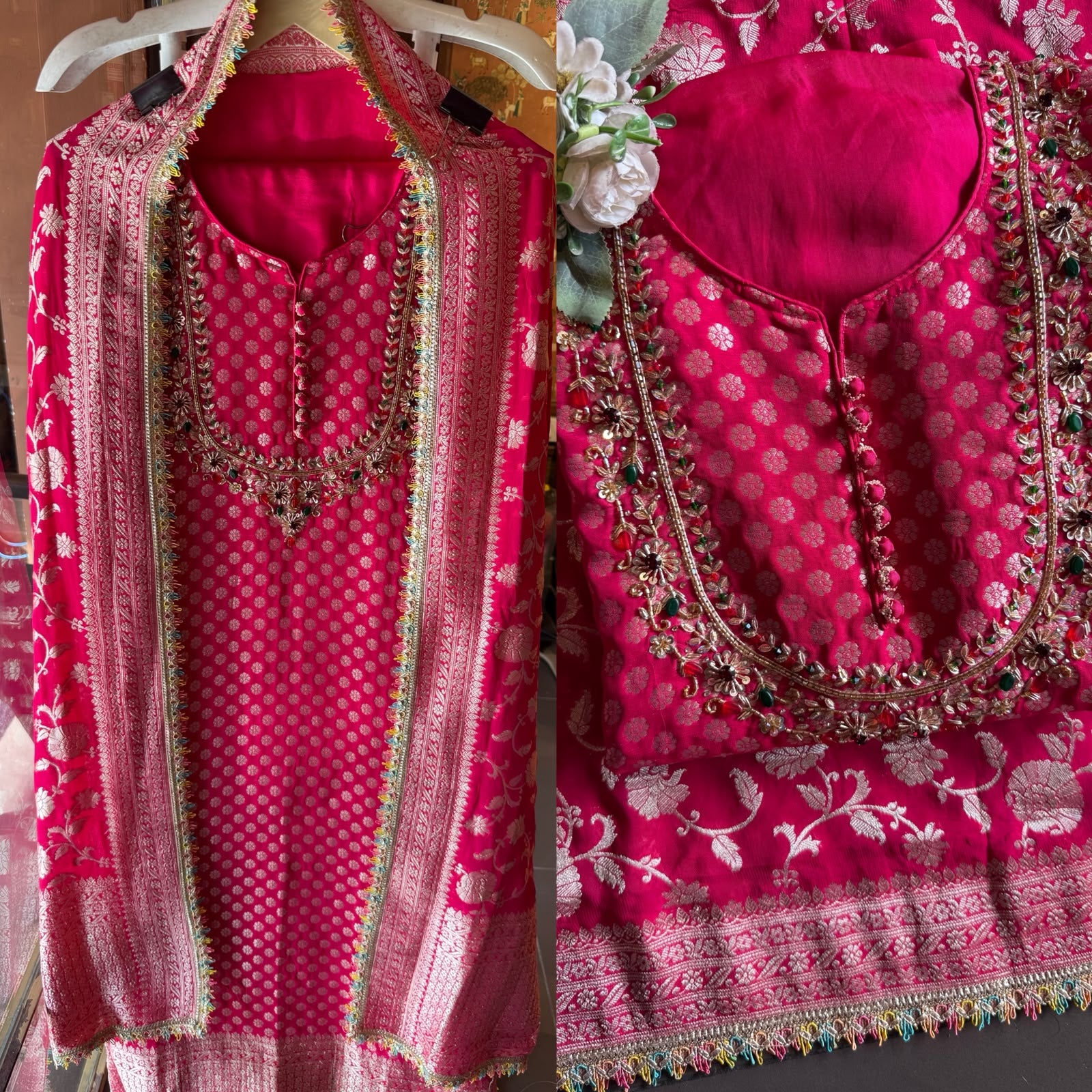 Khaddi Georgette  Banarasi Suit Set