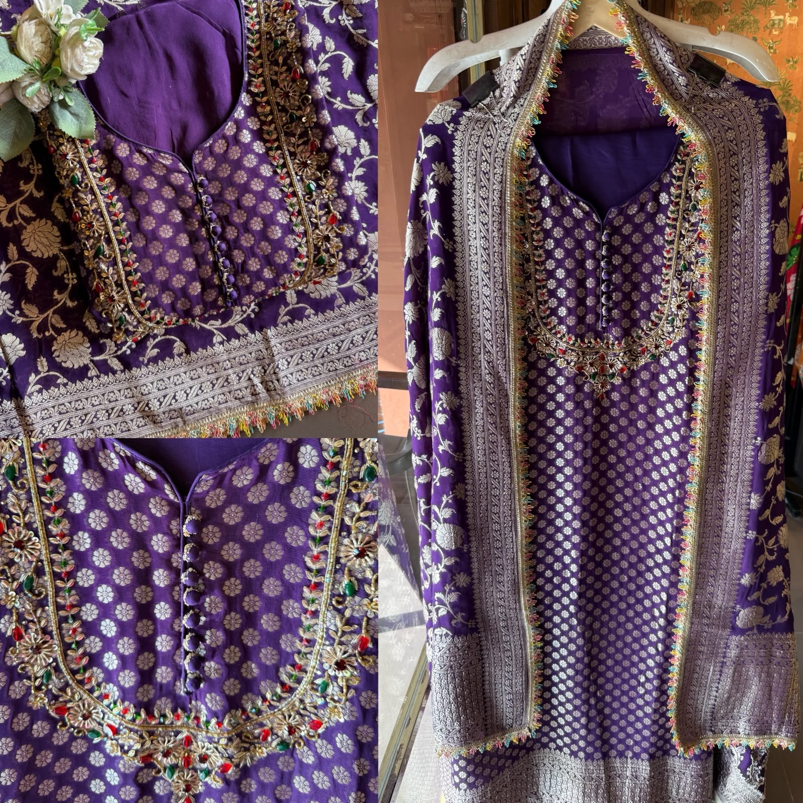 Khaddi Georgette  Banarasi Suit Set